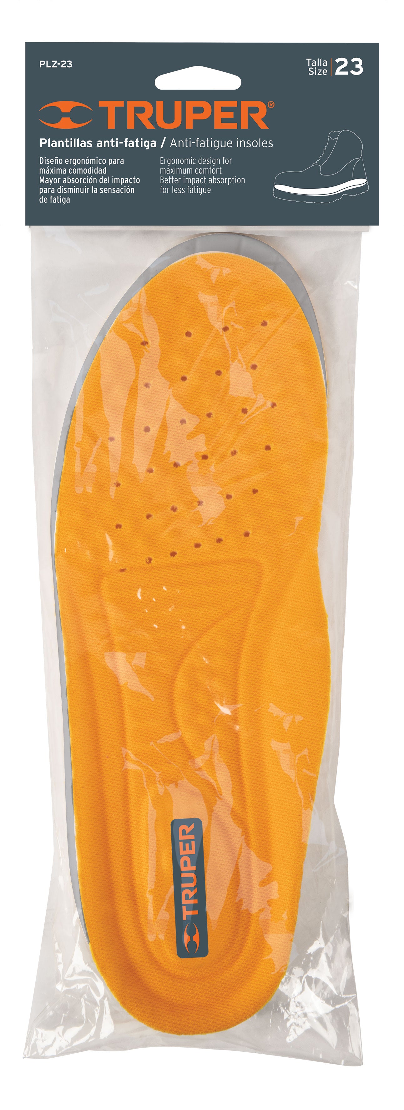 Bolsa con par de plantillas de poliuretano para zapato talla 23