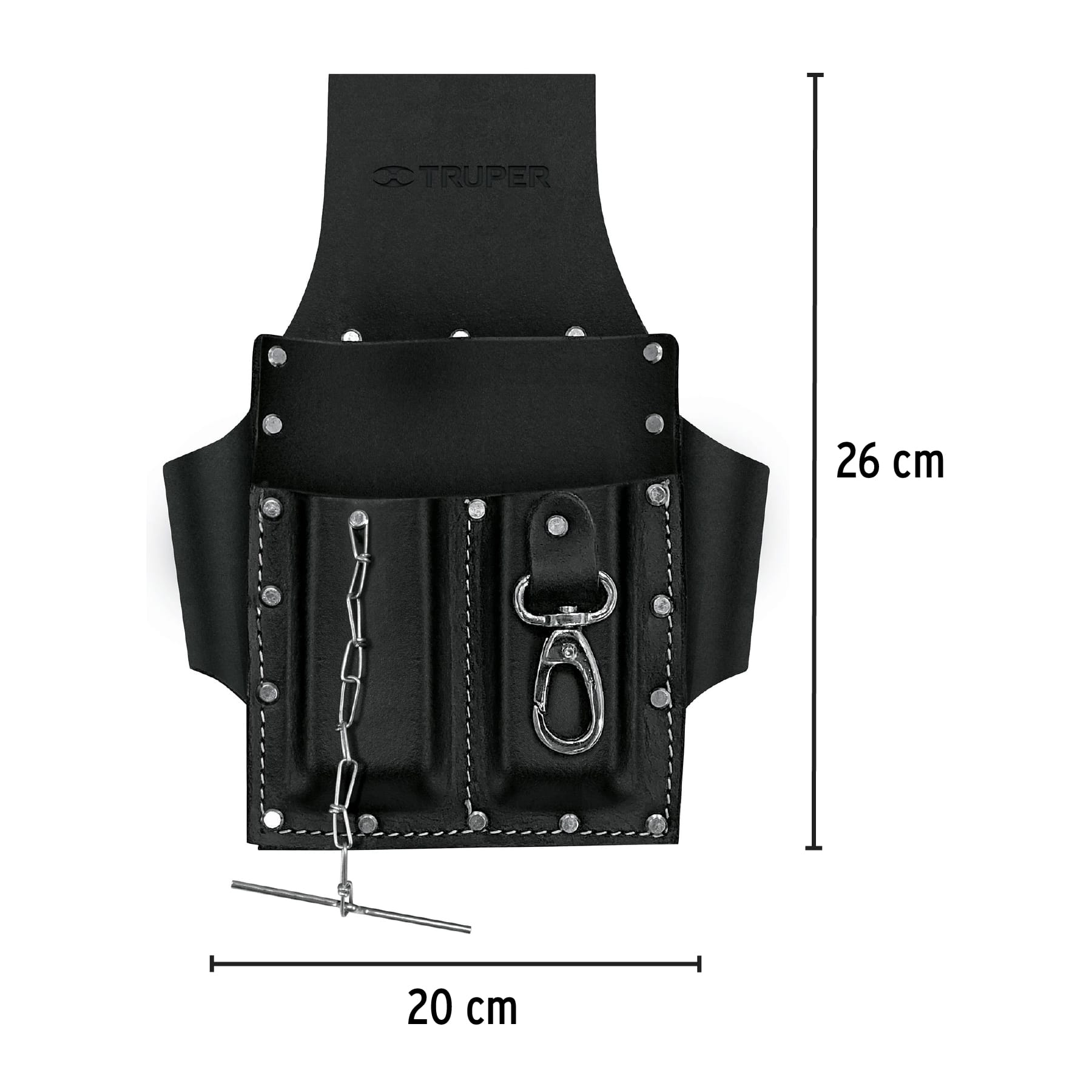 Porta herramientas grande de cuero, 7 compartimentos, Truper