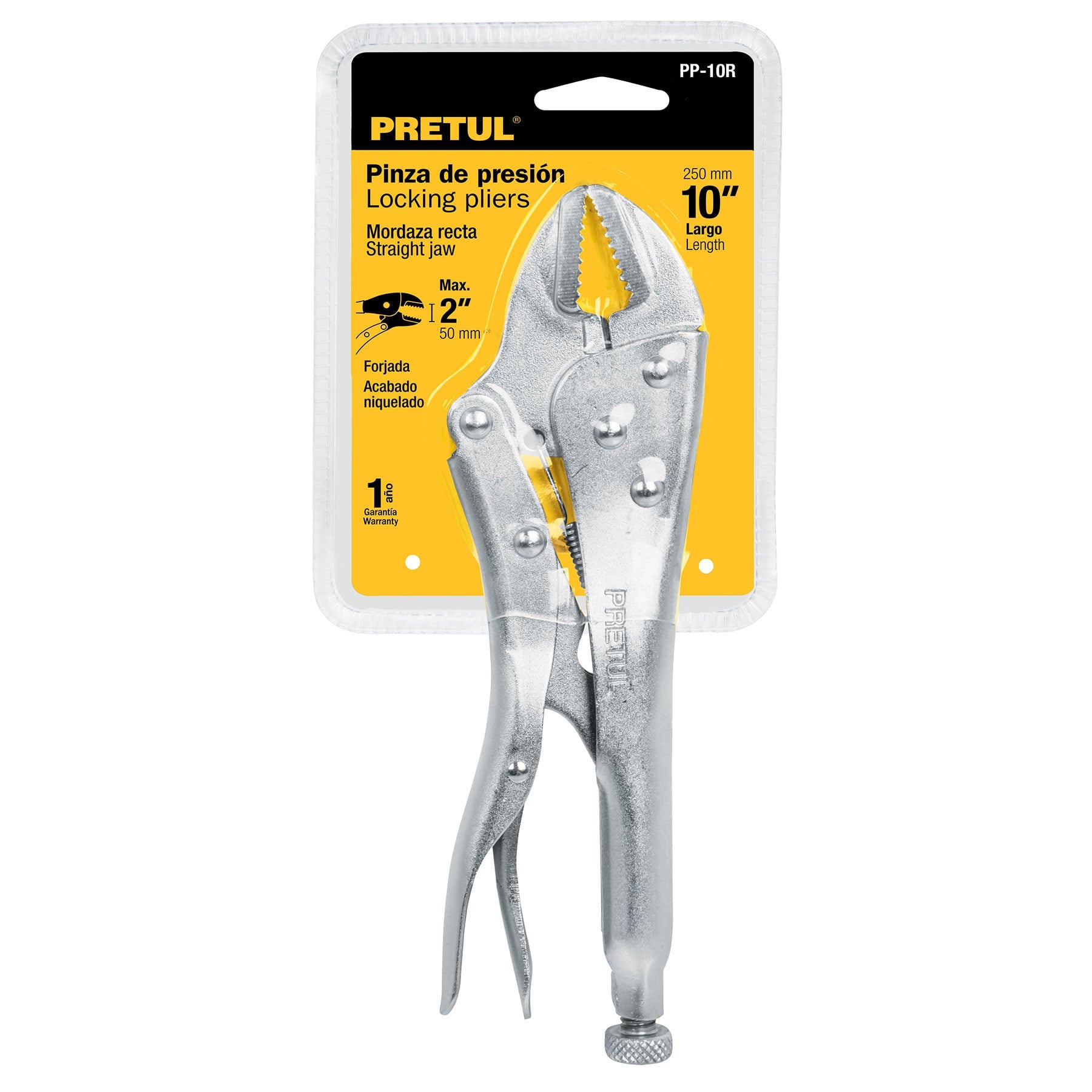 Pinza de presión 10" mordaza recta, Pretul