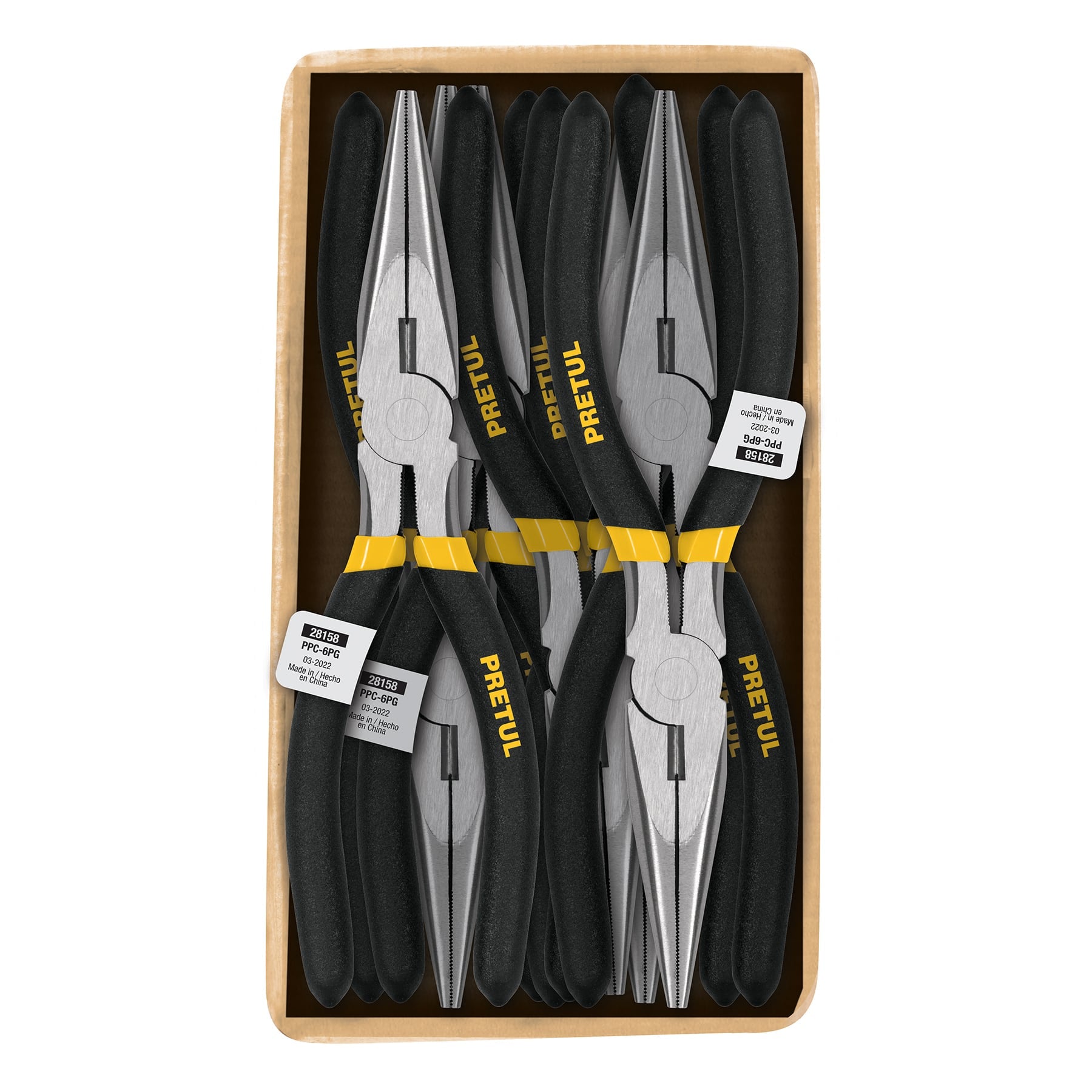 Pinza de punta y corte 6" mango de vinil, a granel, Pretul