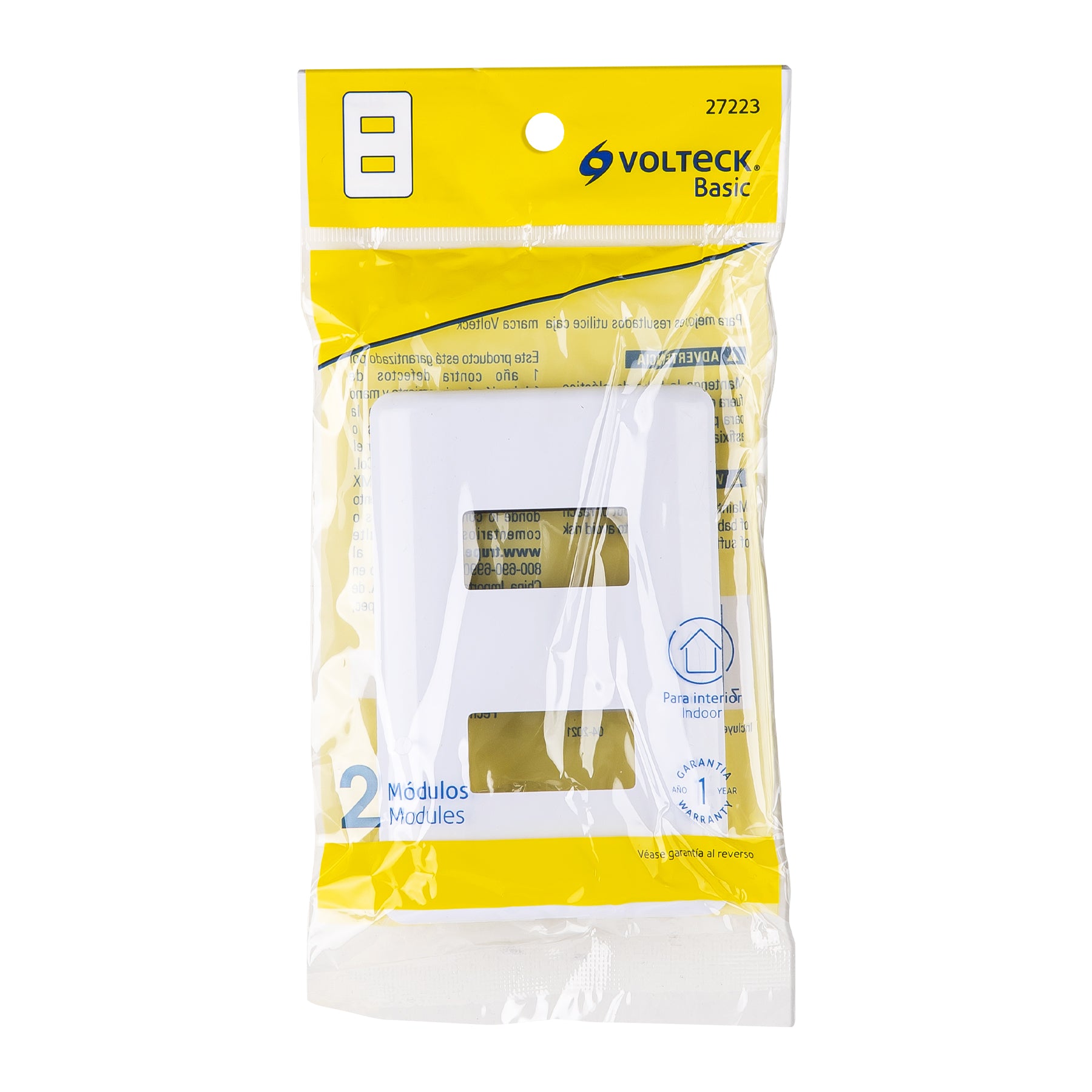 Placa 2 módeloulos de ABS, blanca, Volteck Basic