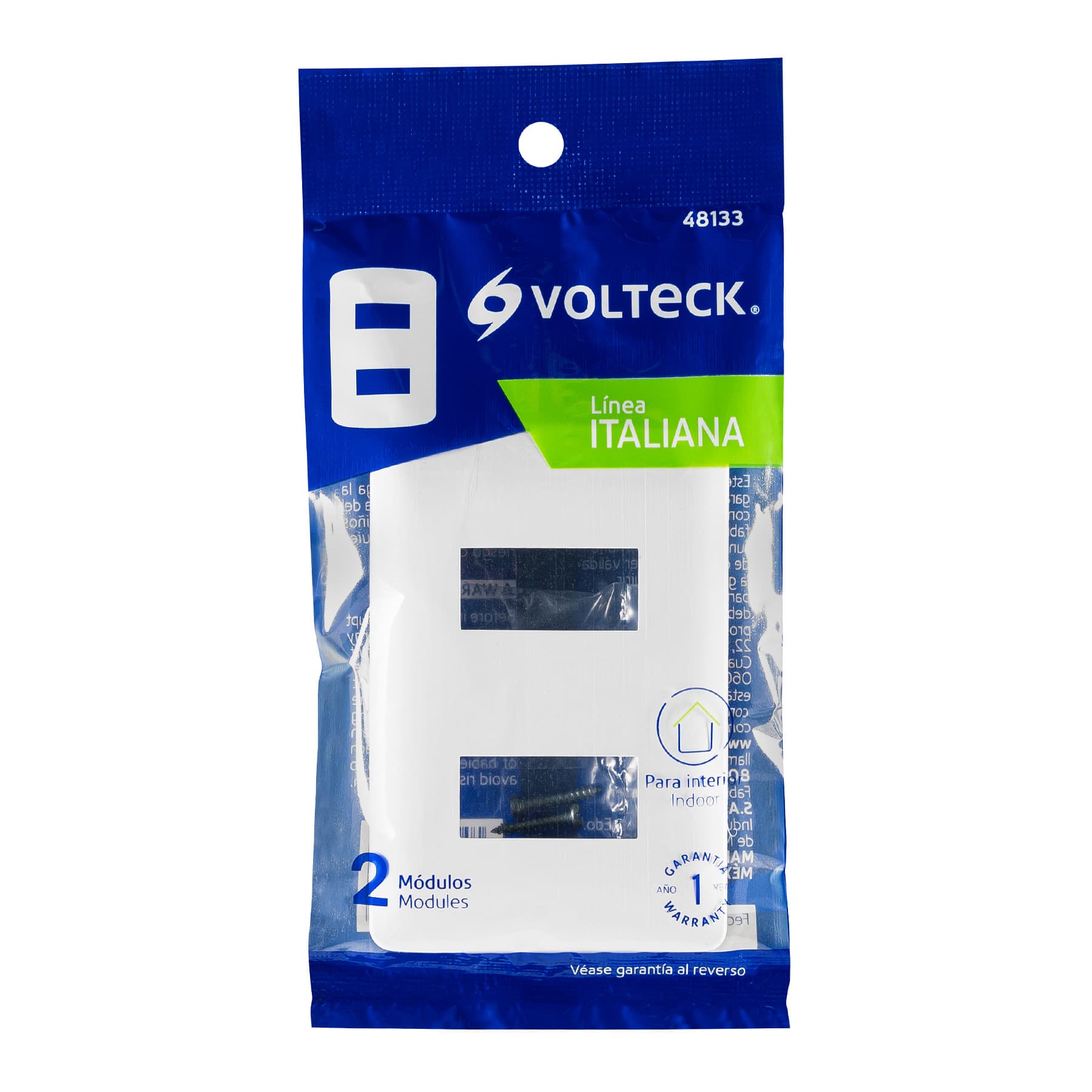 Placa 2 módeloulos de ABS, línea Italiana, color blanco