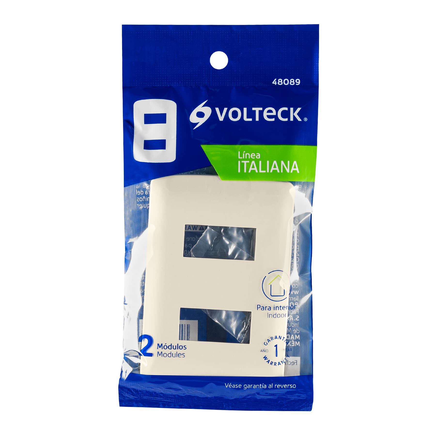 Placa 2 módeloulos de ABS, línea Italiana, color marfil