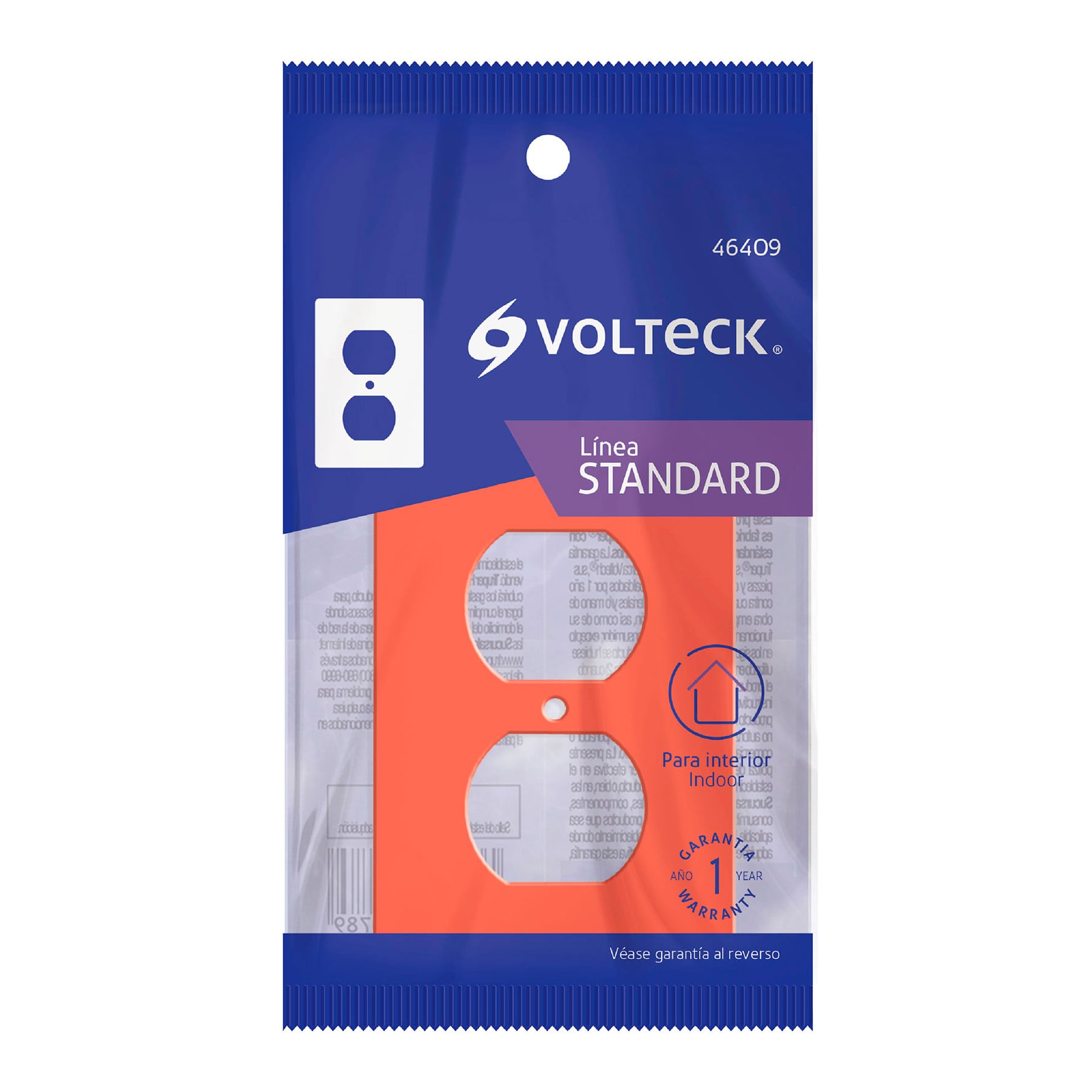 Placa para contacto dúplex tierra aislada, línea estándar