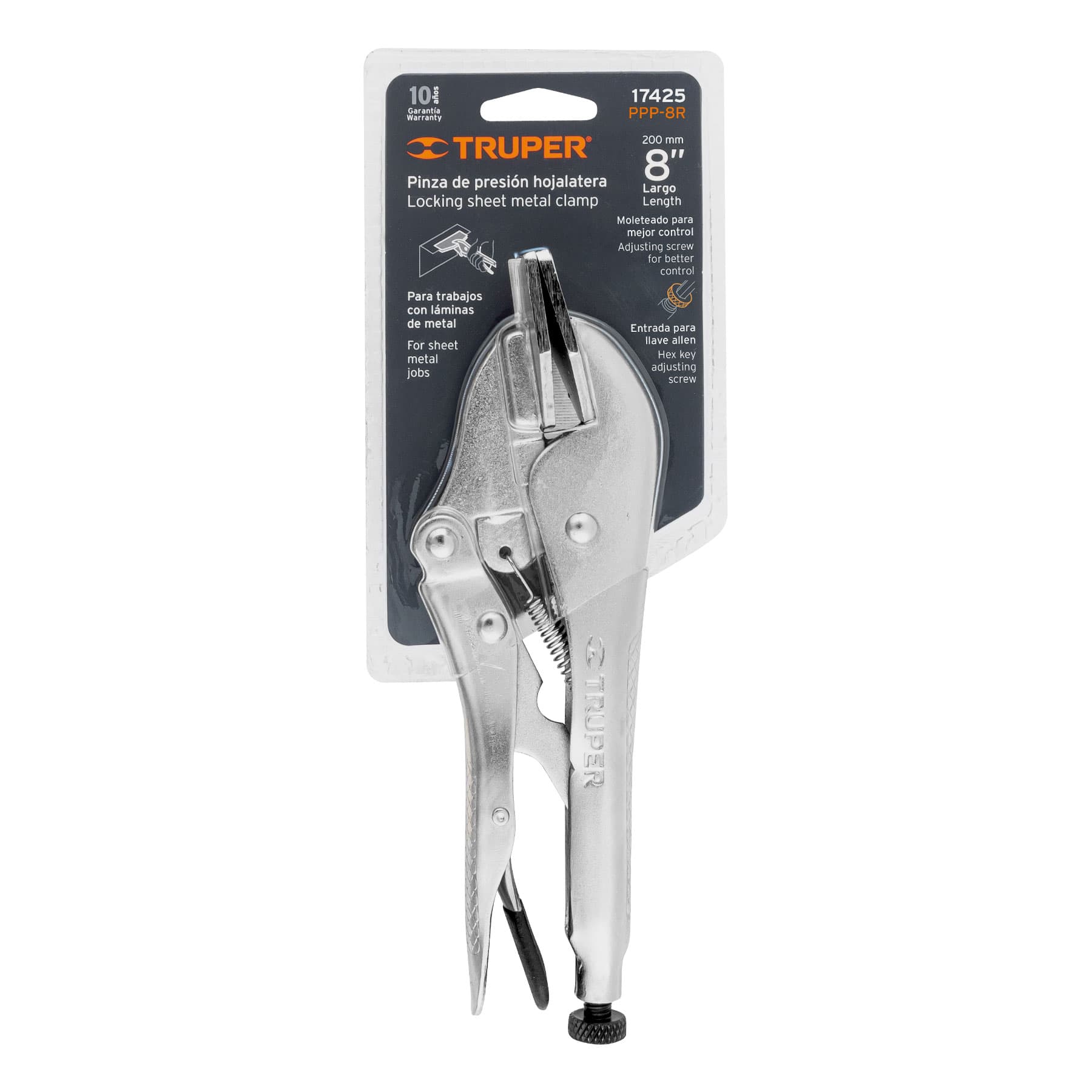 Pinza de presión 8" hojalatera, Truper