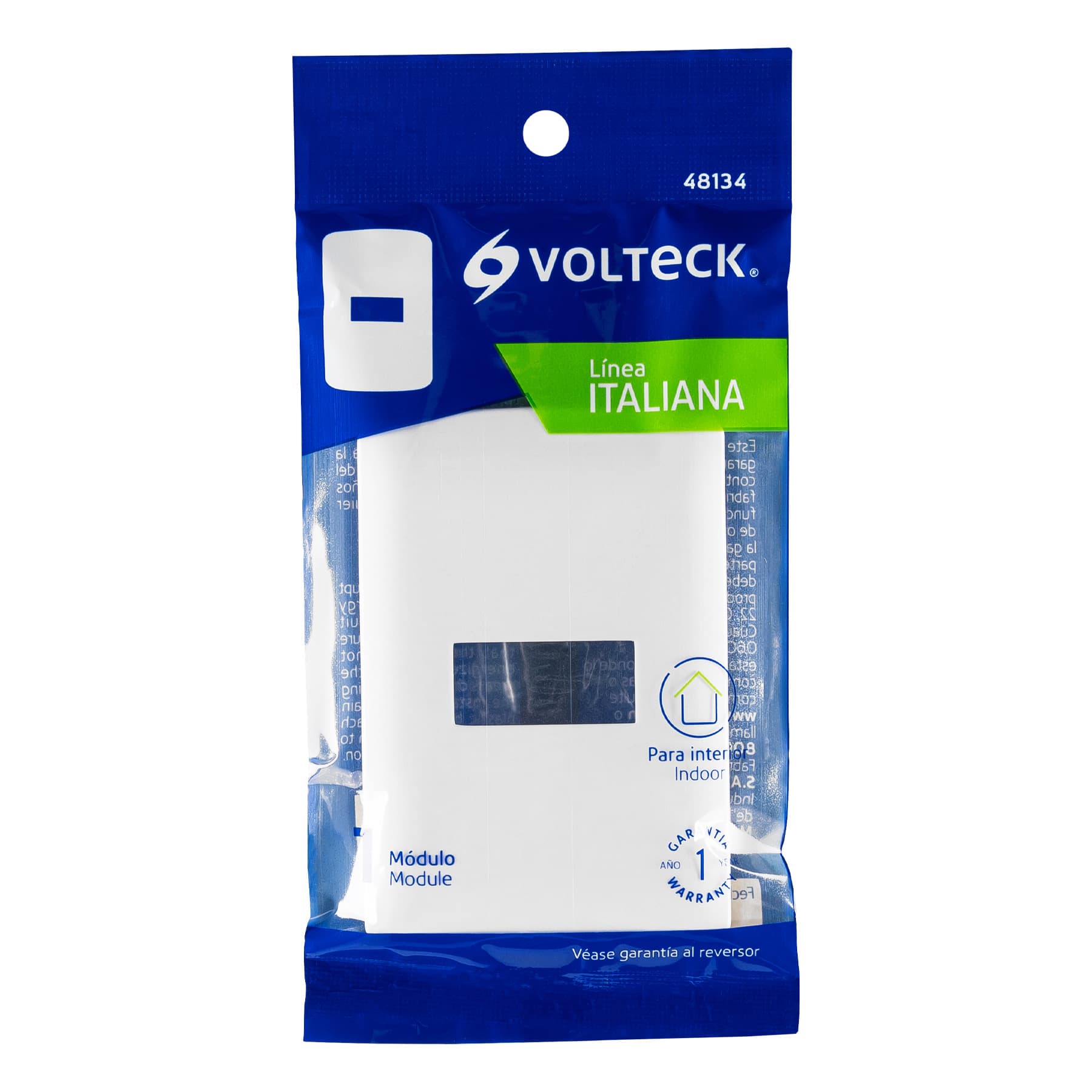 Placa 1 módeloulo de ABS, línea Italiana, color blanco, Volteck