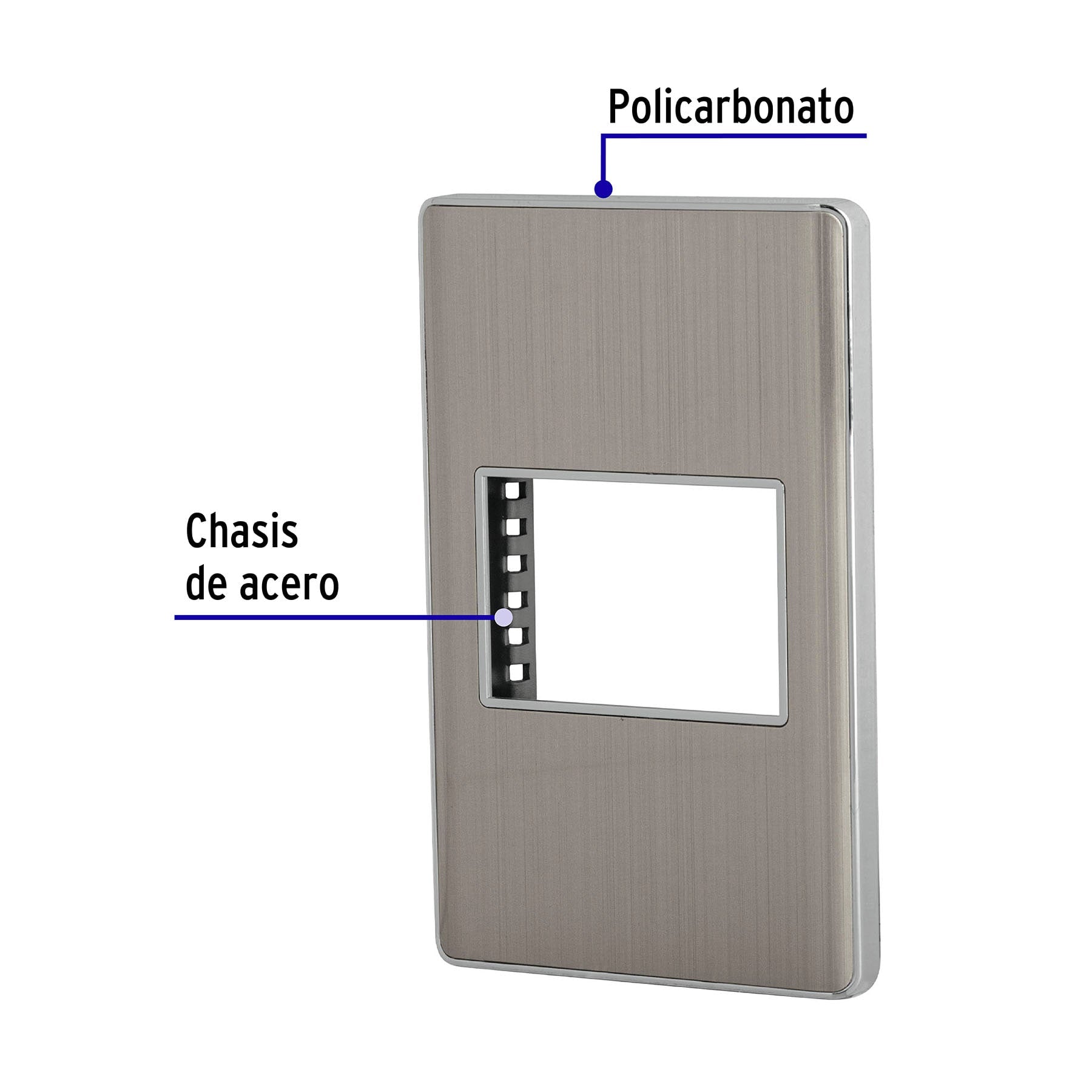 Placa de acero inox con 1 ventana 1.5 módeloulos, línea Lisboa