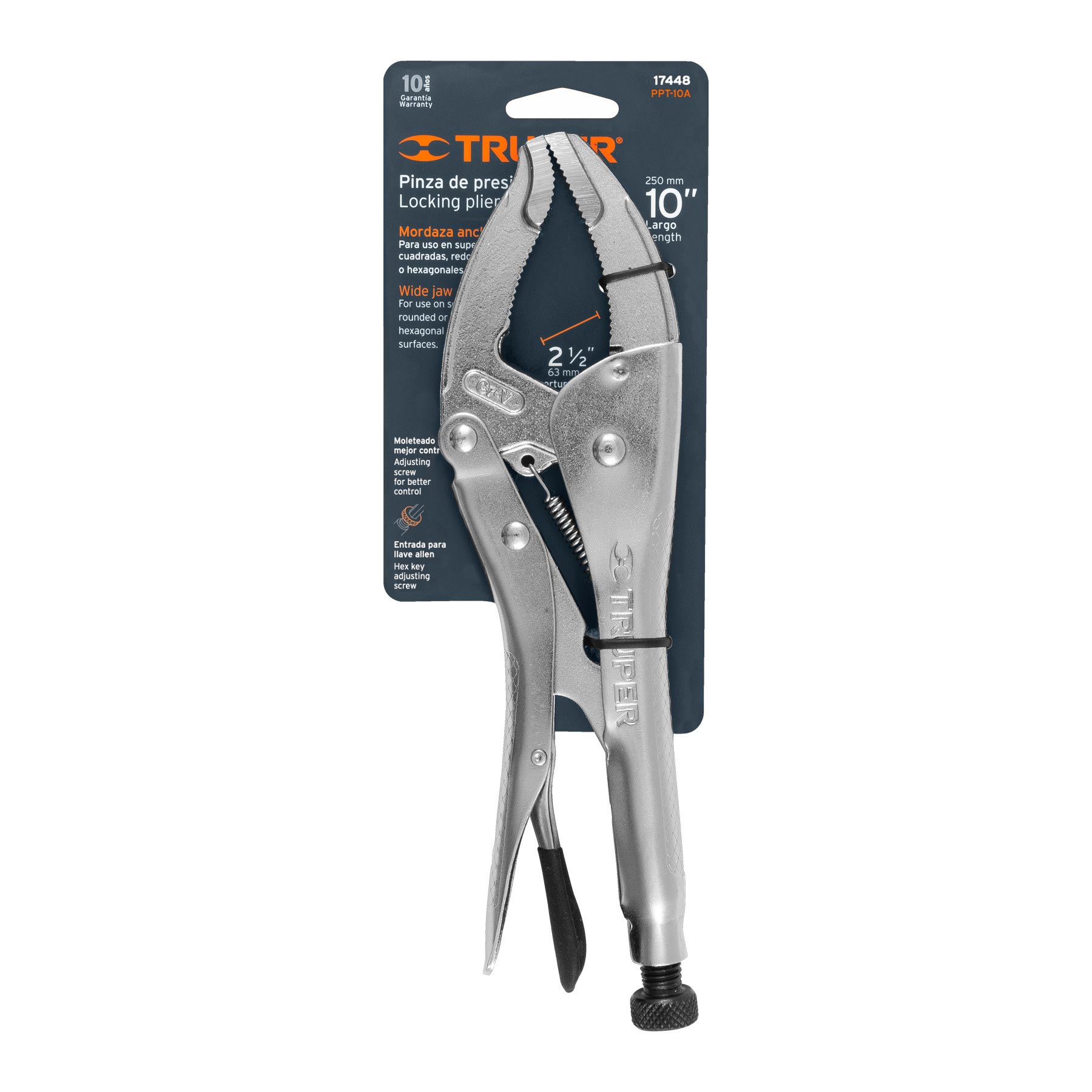Pinza de presión 10" apertura amplia, Truper