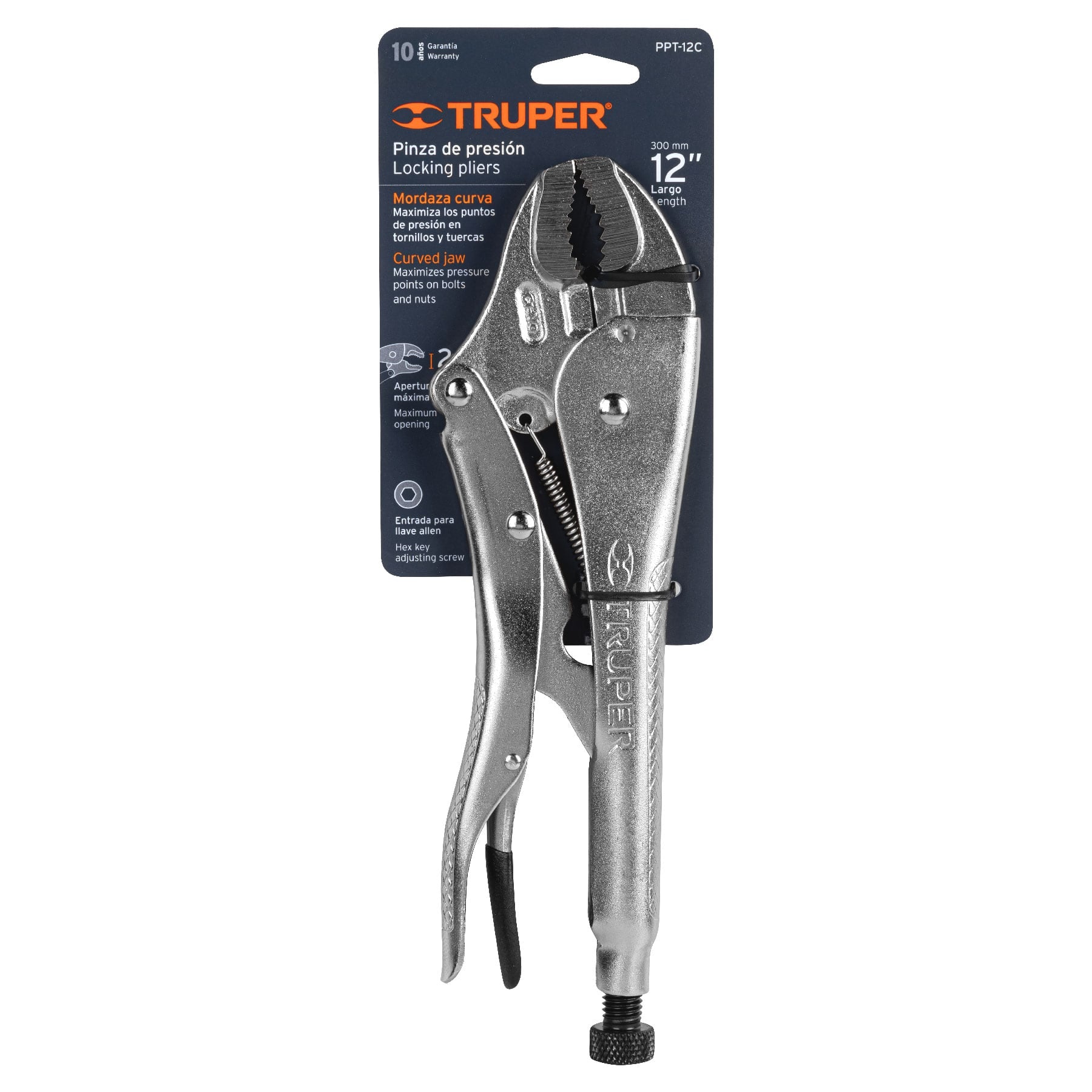Pinza de presión 12" mordaza curva, Truper