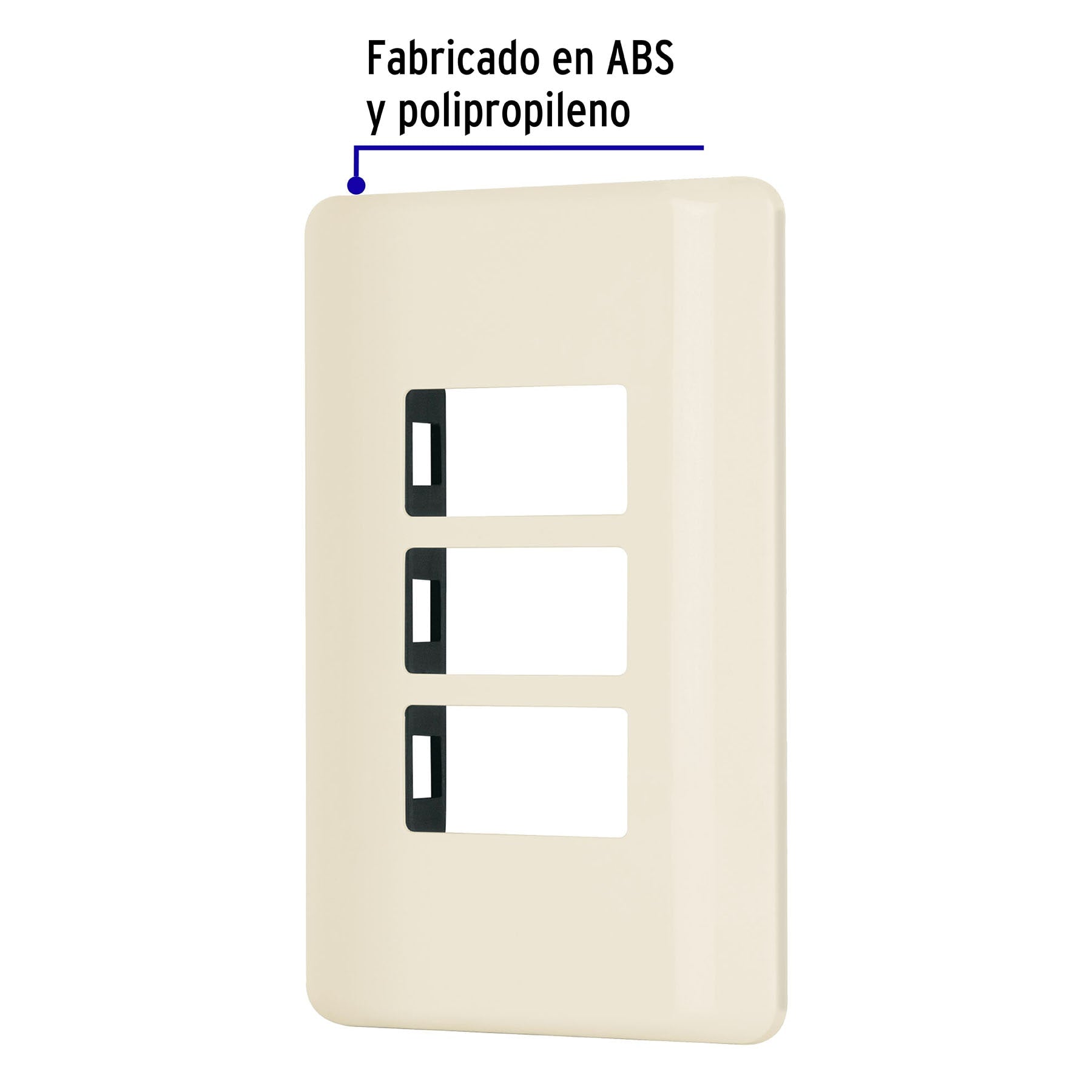 Placa 3 módeloulos, marfil, línea Volteck Basic