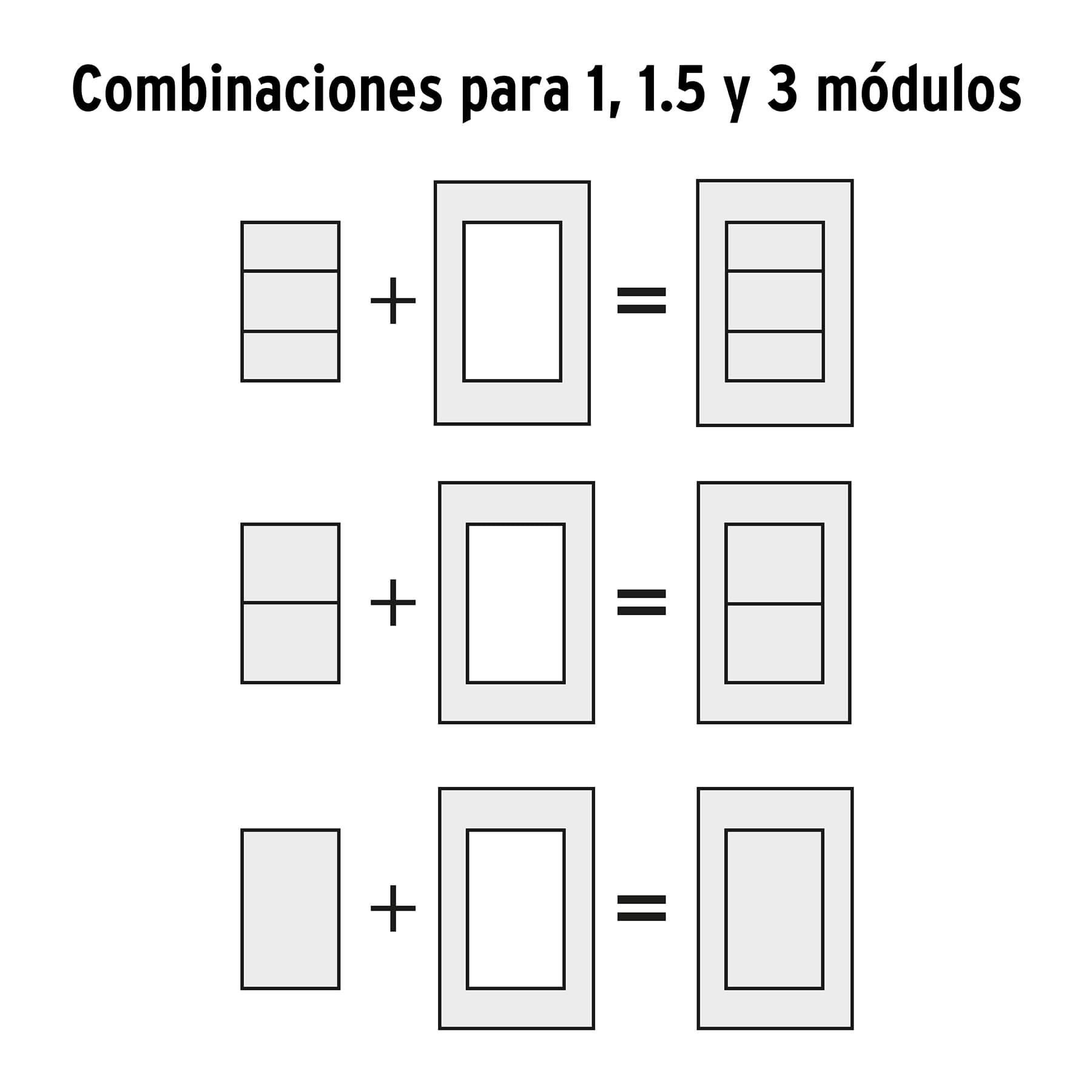 Placa 1 ventana, 3 módeloulos, línea Española, color blanco