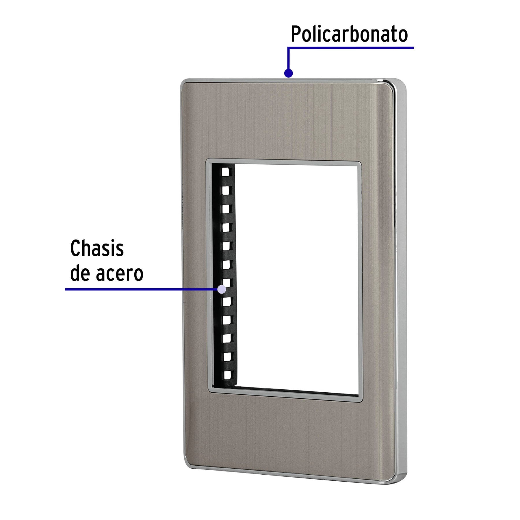 Placa de acero inox con 1 ventana 3 módeloulos, línea Lisboa