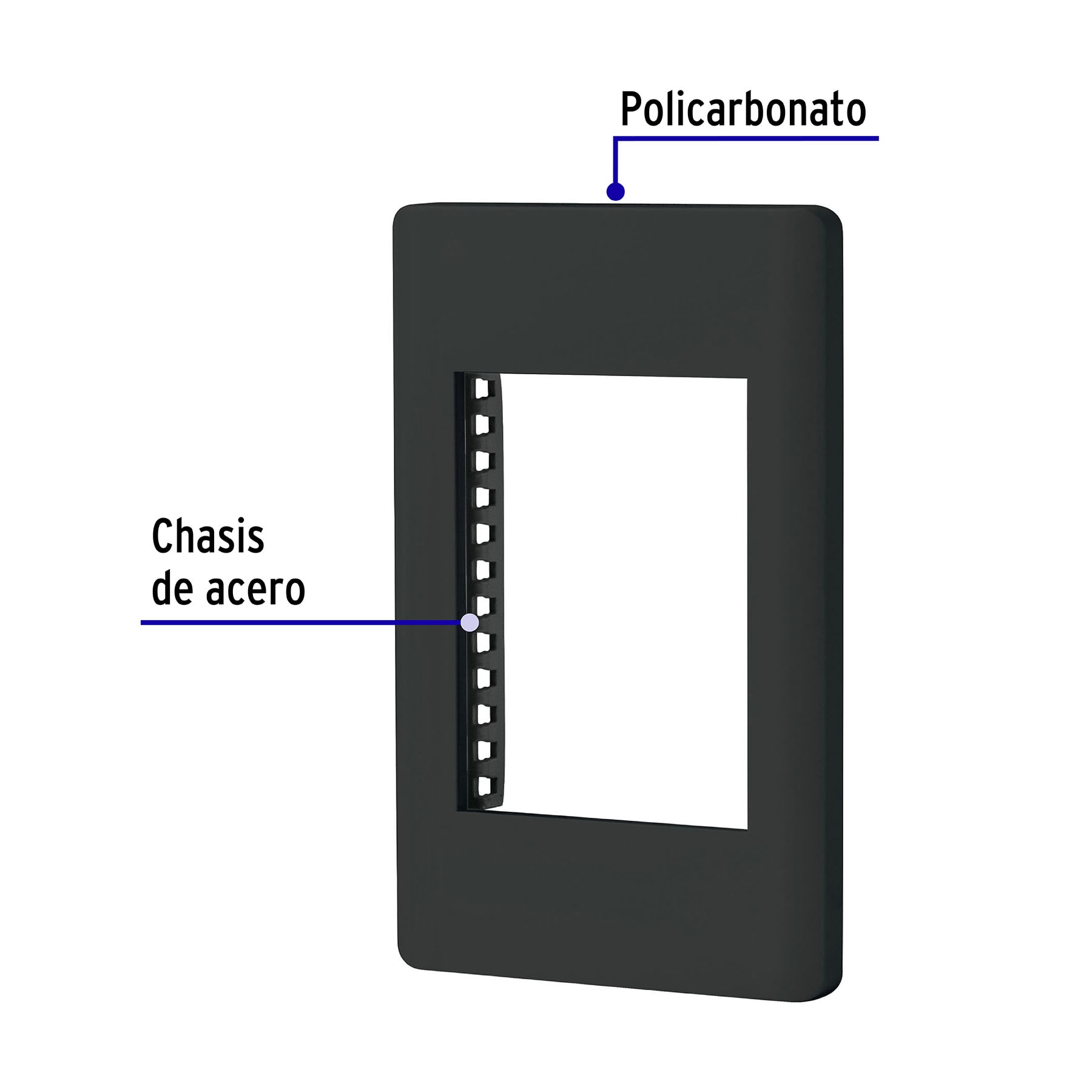 Placa negra de 1 ventana 3 módeloulos, línea Lisboa, Volteck