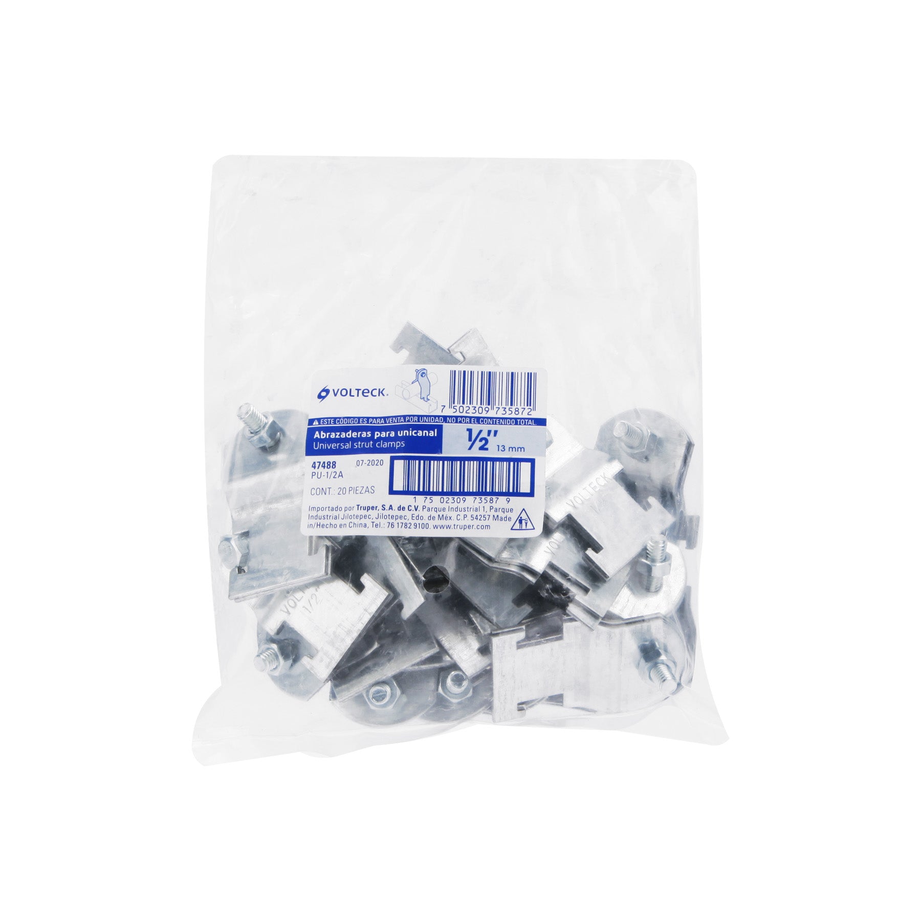 Abrazadera para perfil monocanal de 1/2 ", VOLTECK
