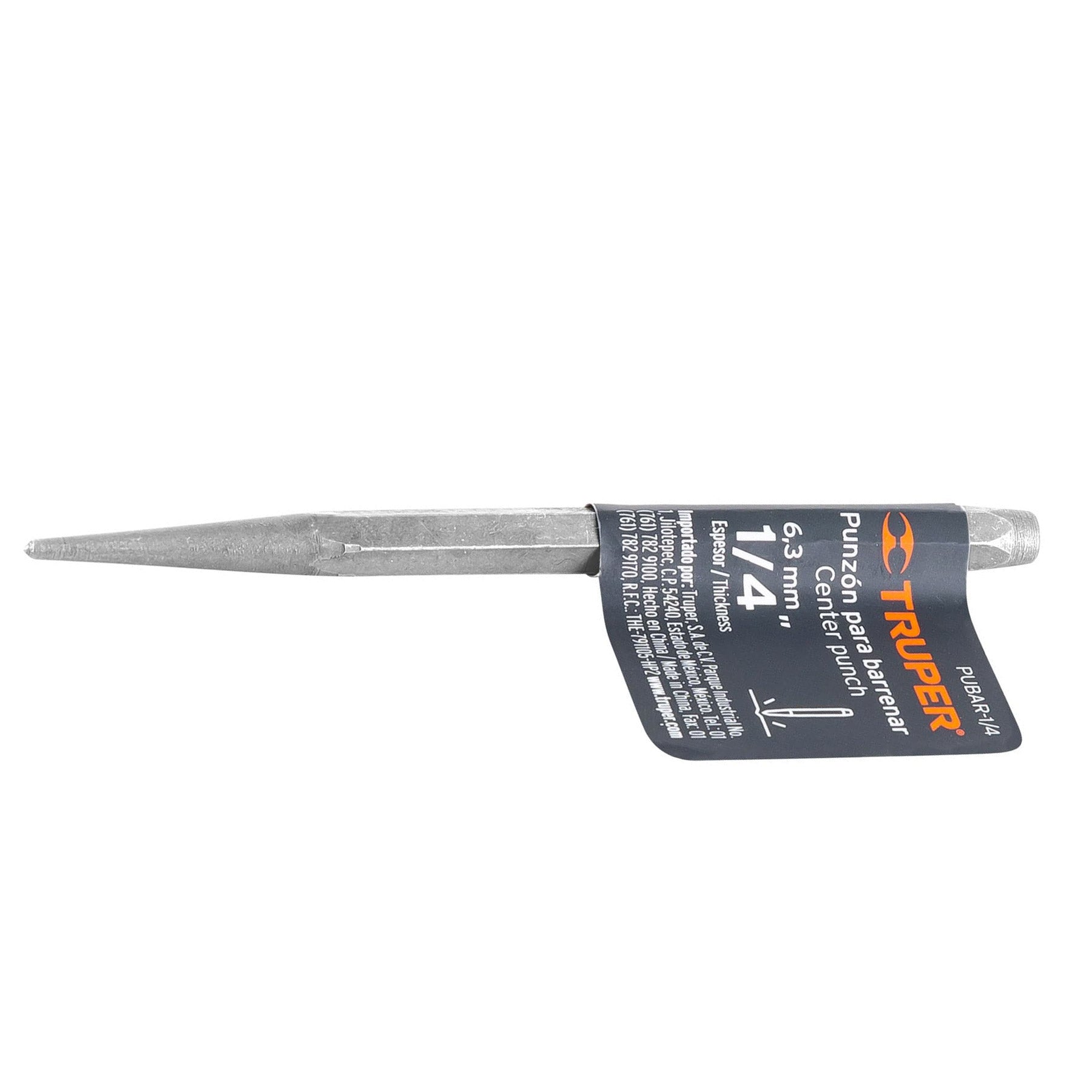 Punzón 1/4" para barrenar, largo 4-1/4", Truper
