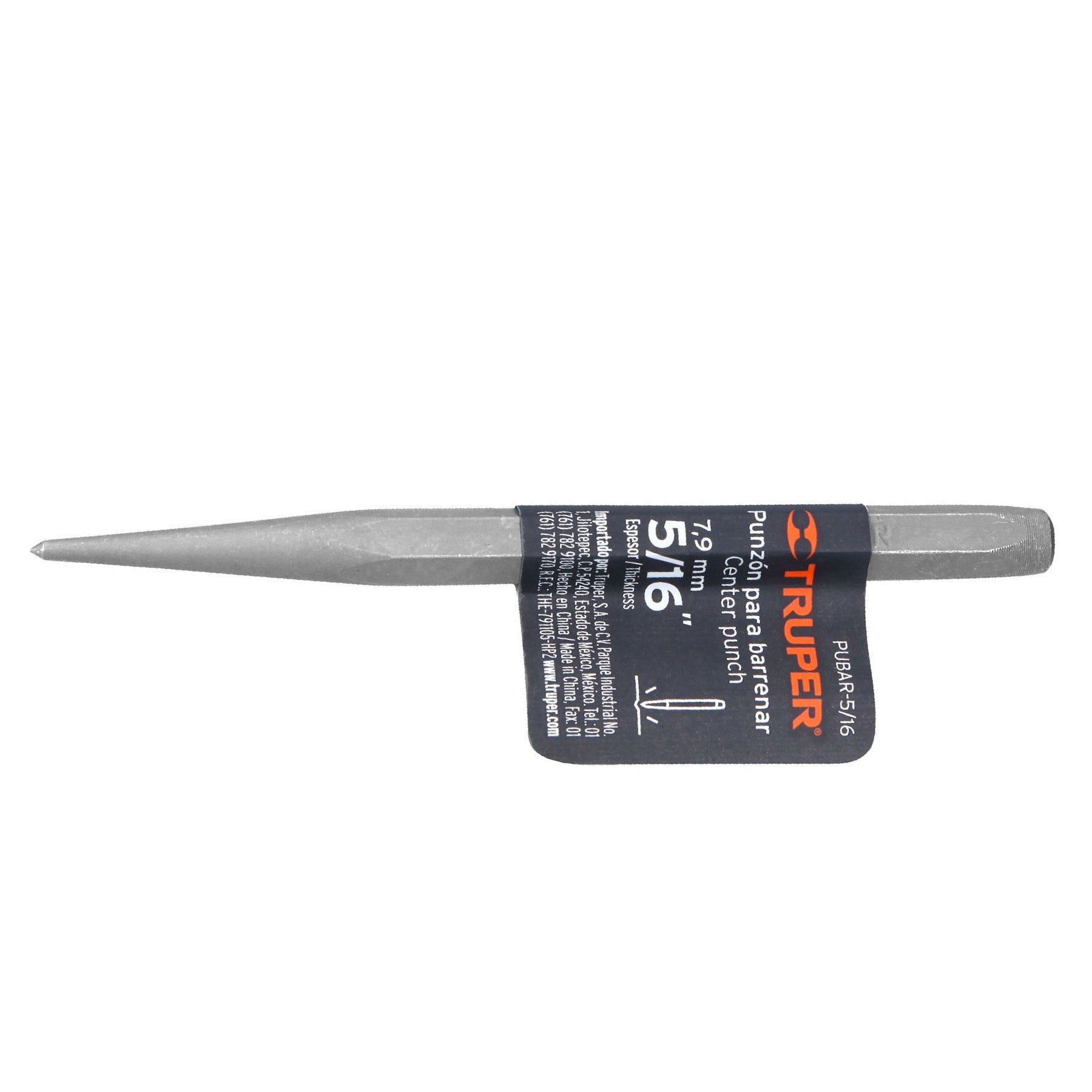 Punzón 5/16" para barrenar, largo 4-5/8", Truper