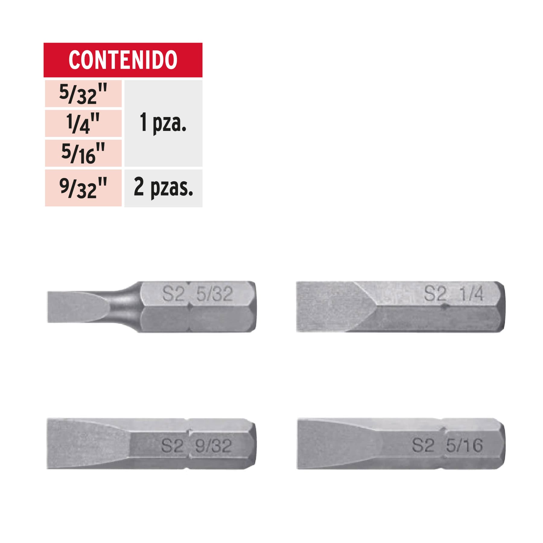 Juego de 5 puntas planas combinadas largo 1", Truper Expert