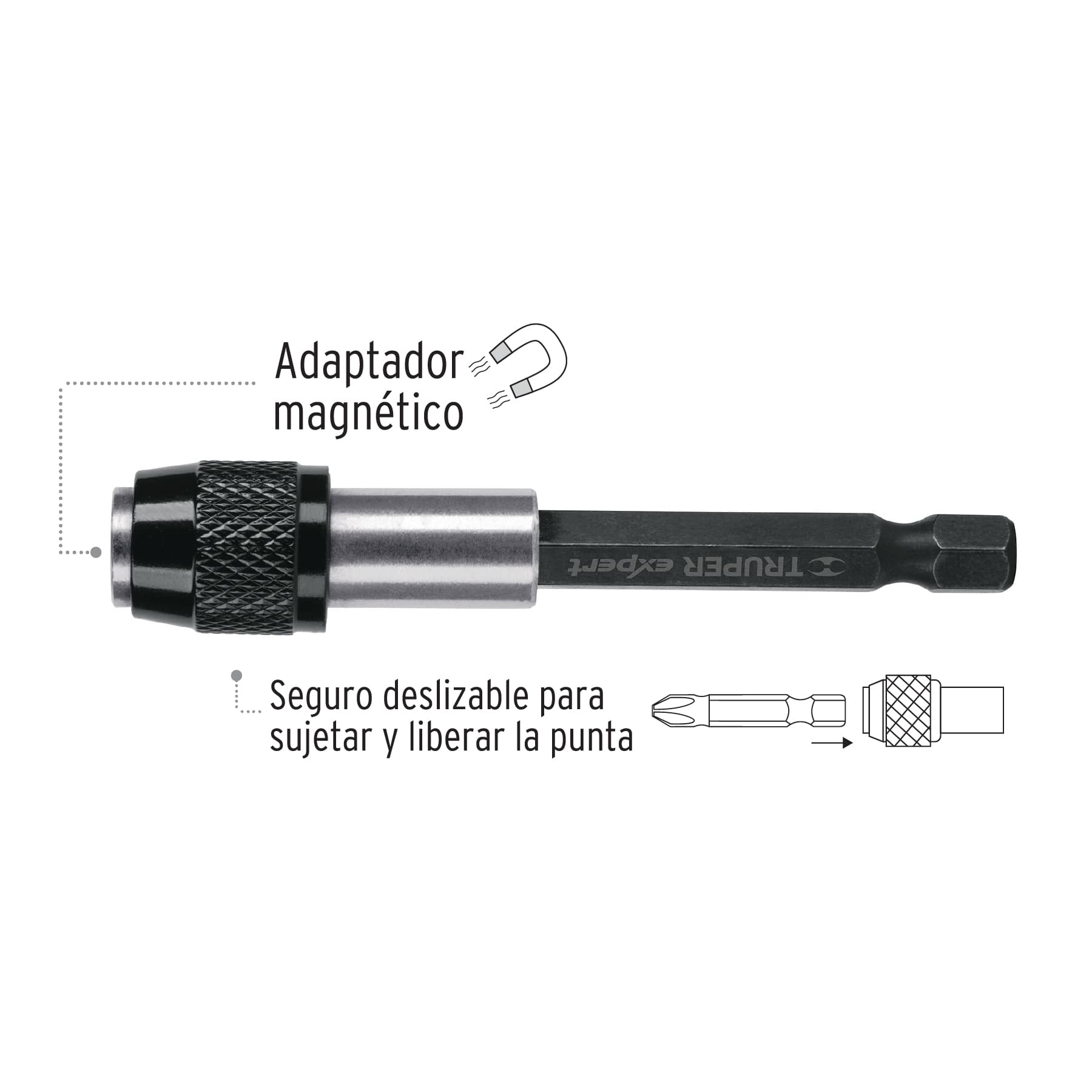 Extensión magnética 5", para puntas, cambio rápido, Expert