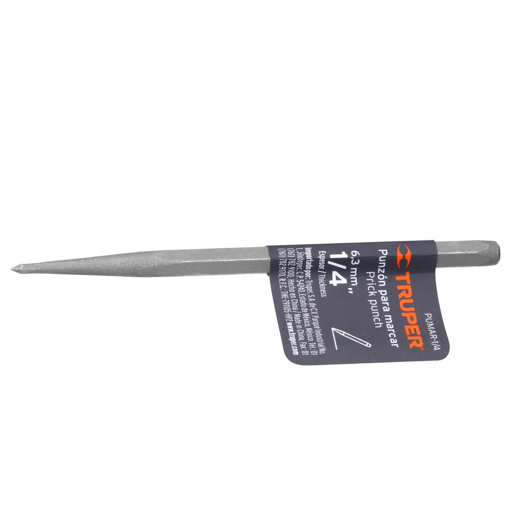 Punzón 1/4" para marcar, largo 4-3/4", Truper