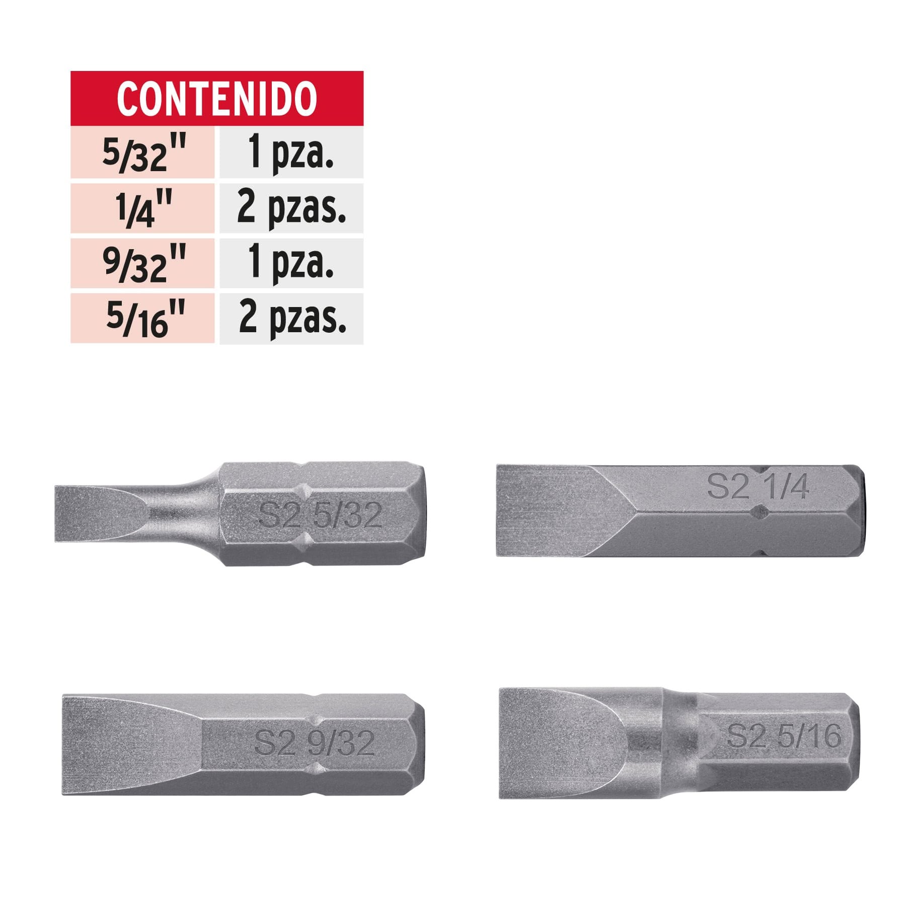 Estuche con 6 puntas planas combinadas largo 1", Expert