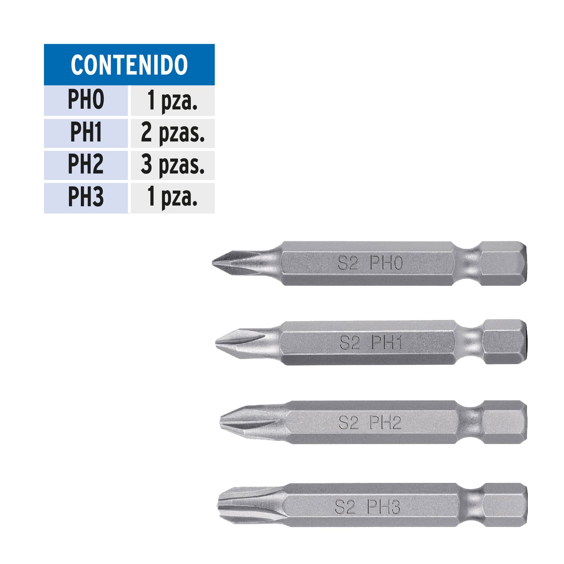Estuche con 7 puntas de cruz combinadas largo 2", Expert