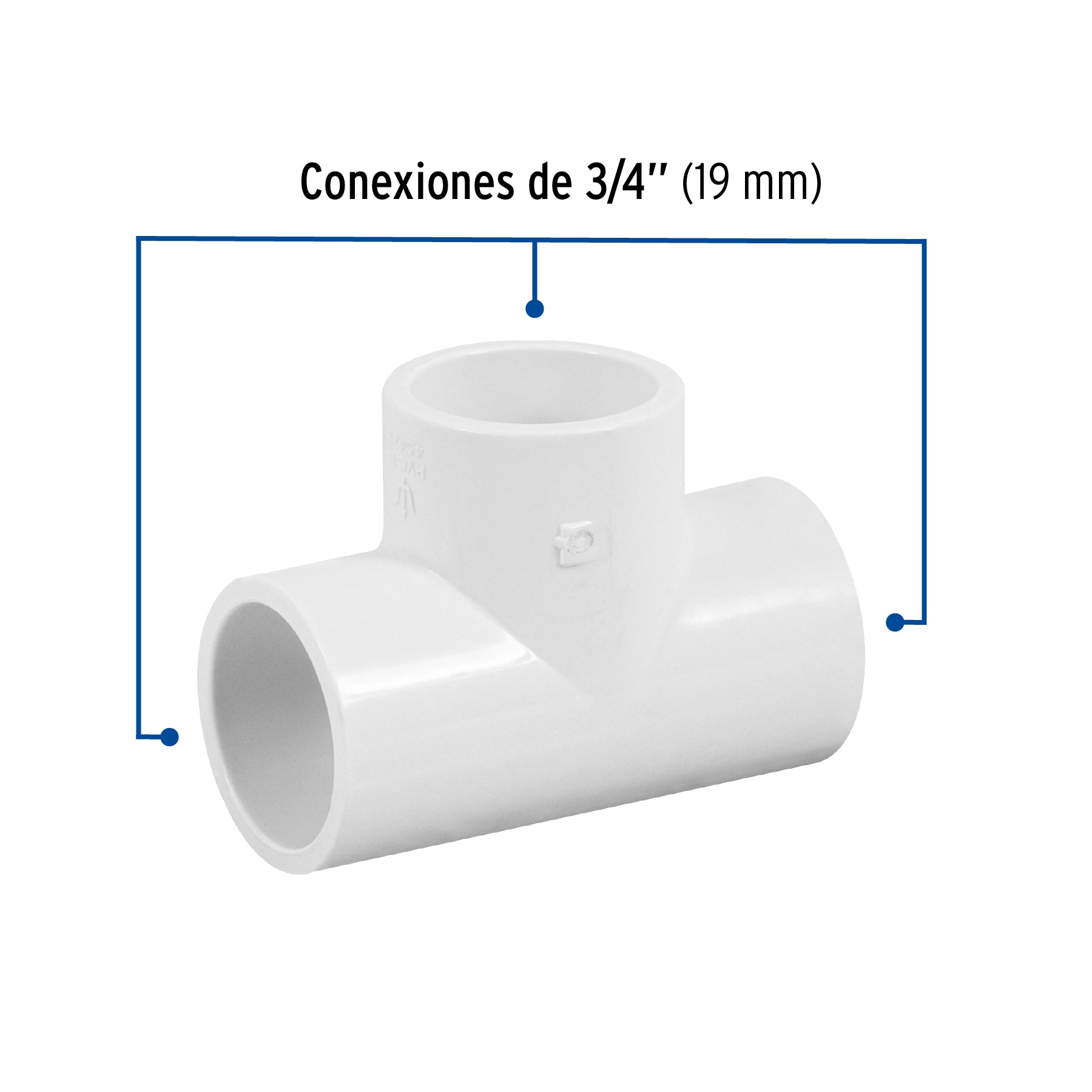 Tee sencilla de PVC 3/4", Foset