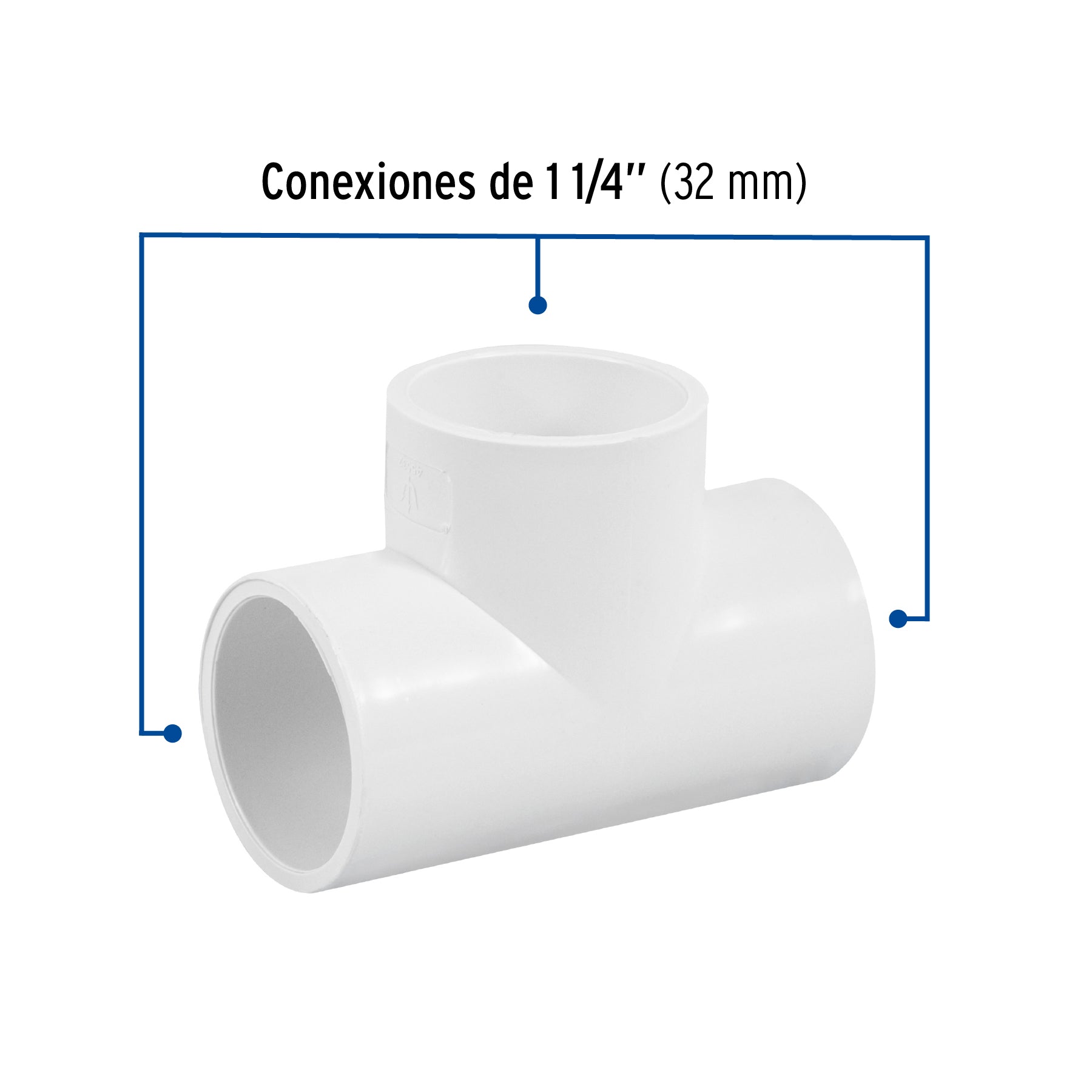 Tee sencilla de PVC 1-1/4", Foset
