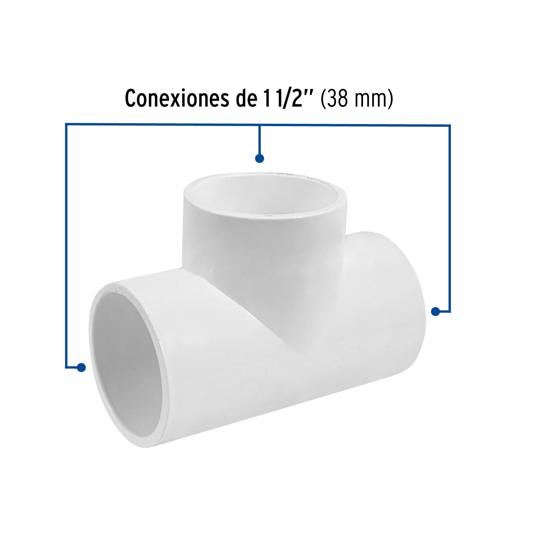 Tee sencilla de PVC 1-1/2", Foset