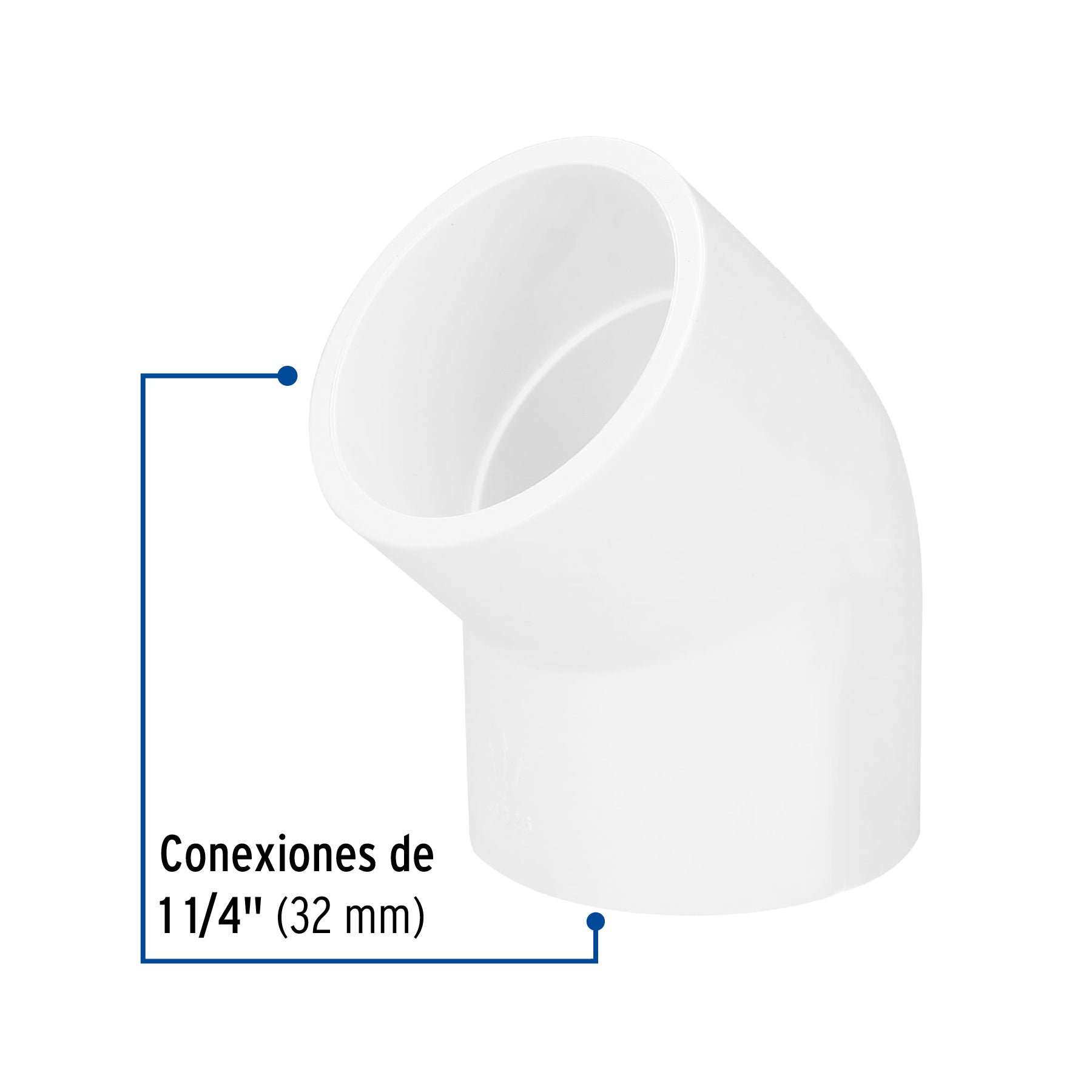 Codo 45∞ de PVC de 1-1/4", Foset