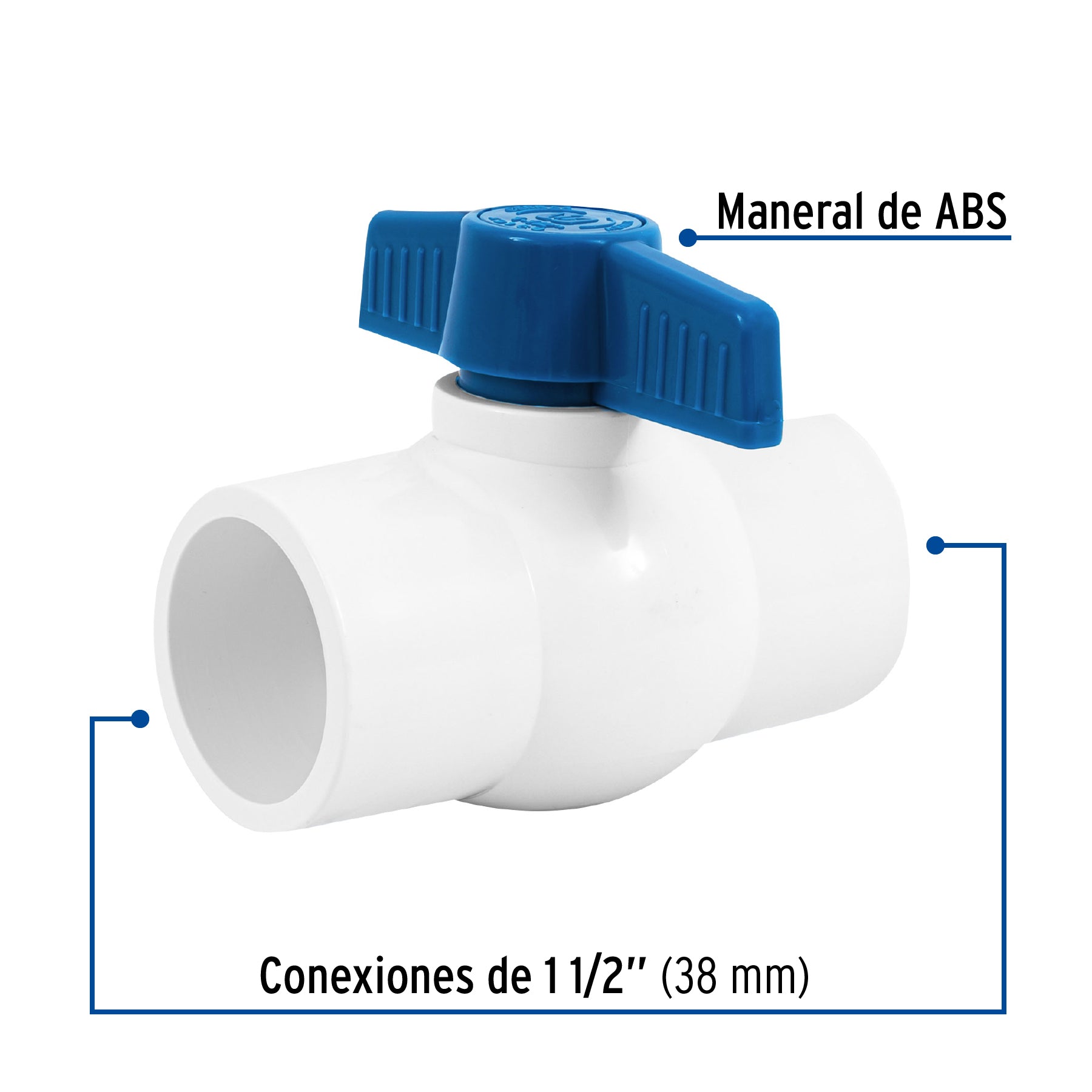 Válvula de esfera de PVC 1 1/2" para cementar, Foset