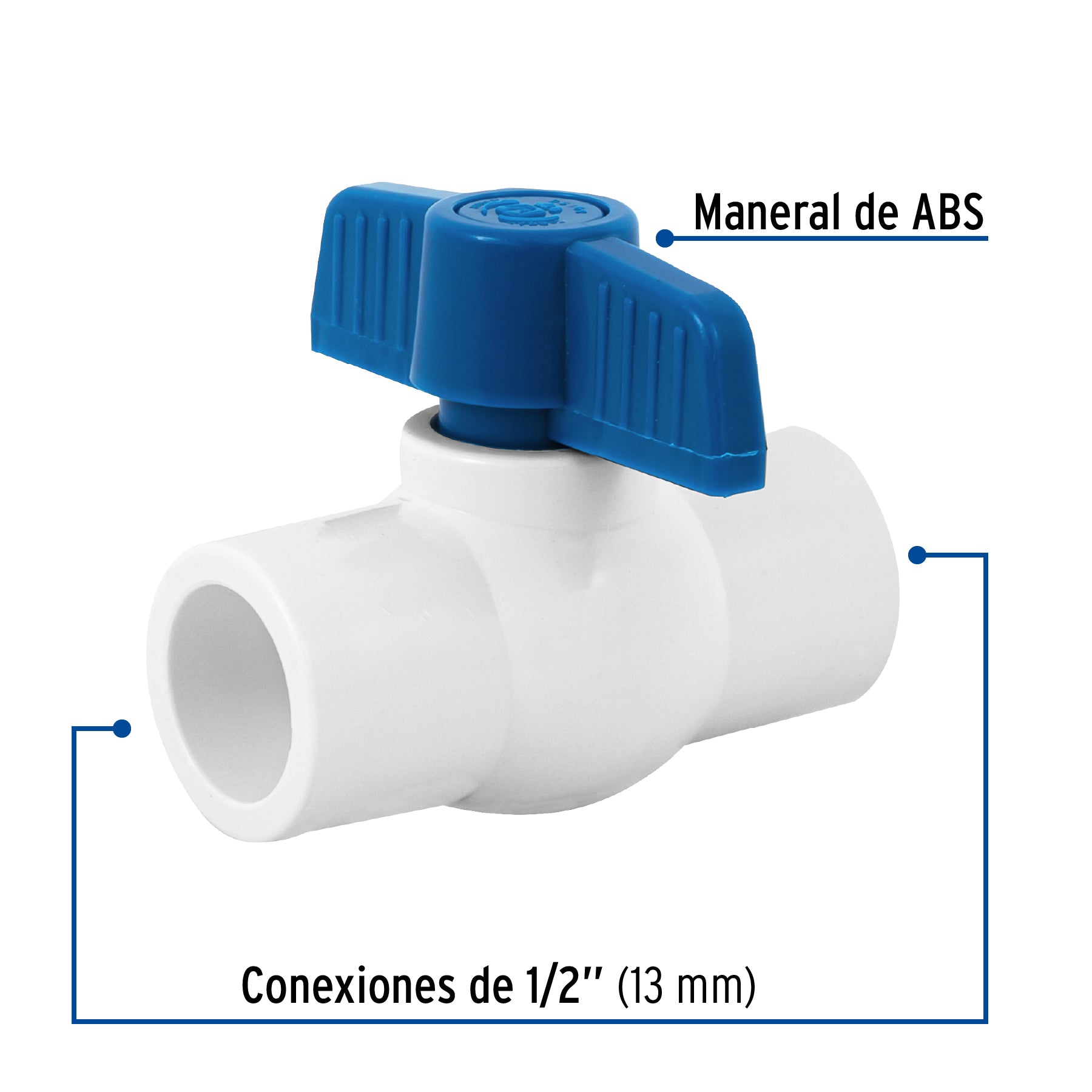 Válvula de esfera de PVC 1/2"para cementar, Foset
