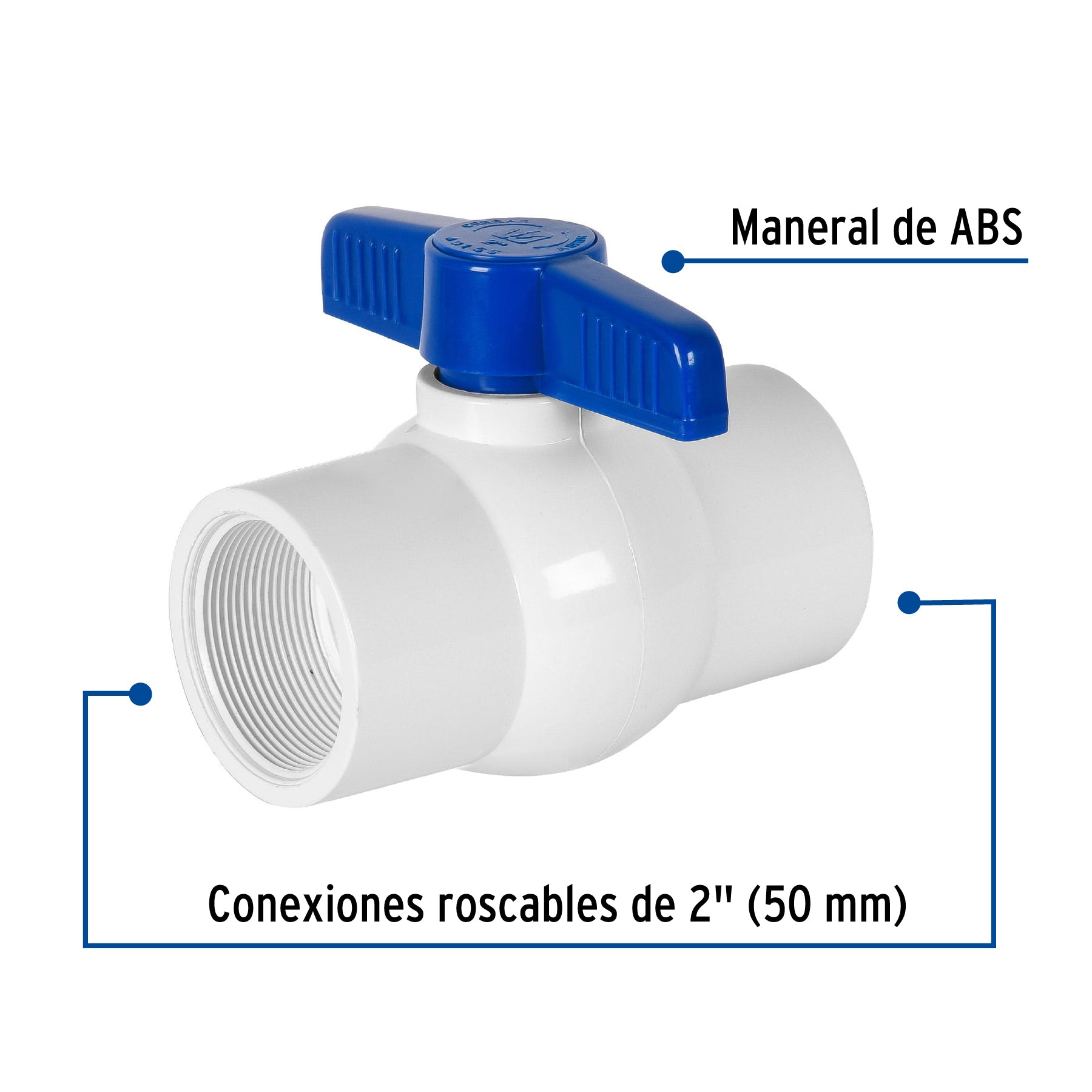 Válvula esfera de PVC 2" roscable, Foset