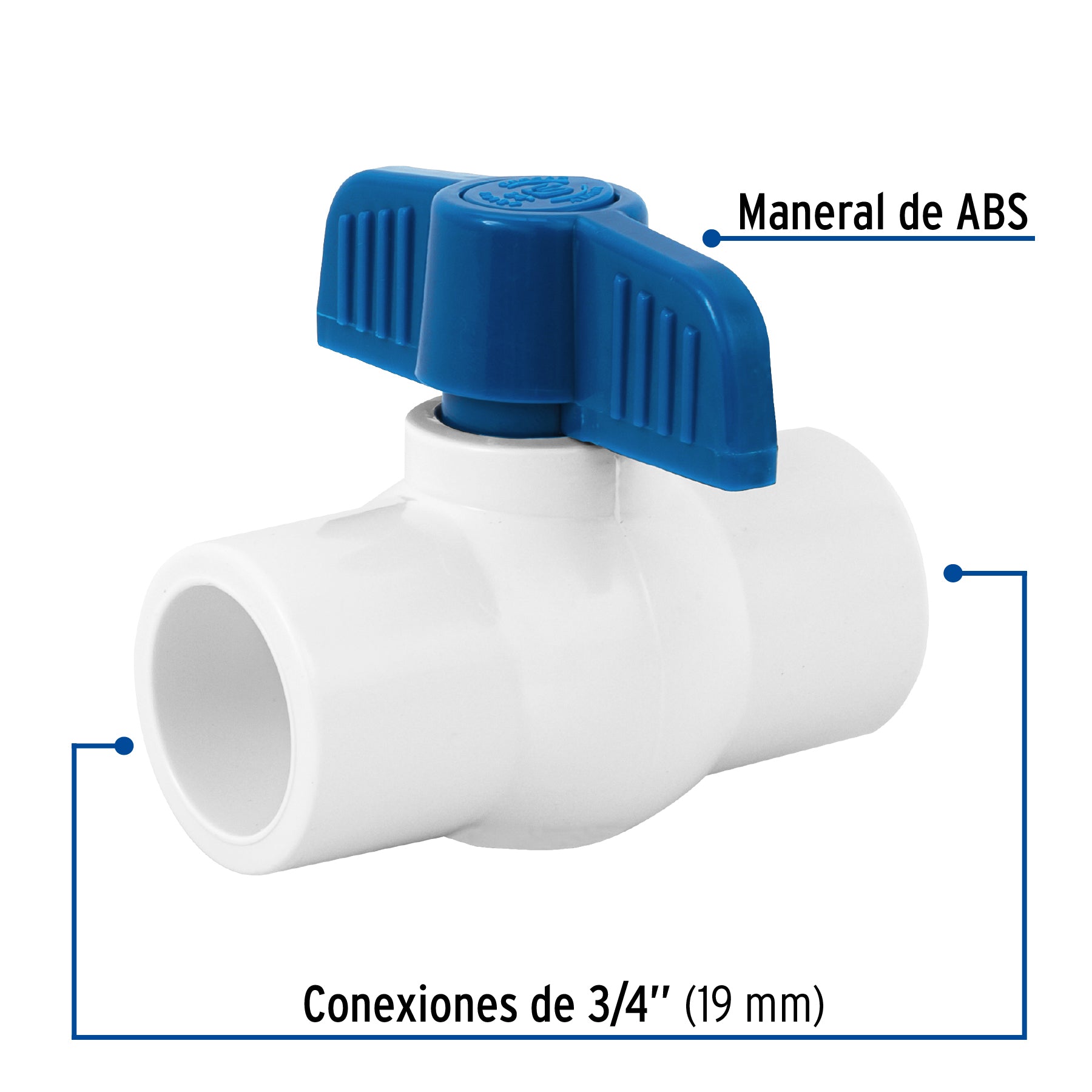 Válvula de esfera de PVC 3/4" para cementar, Foset