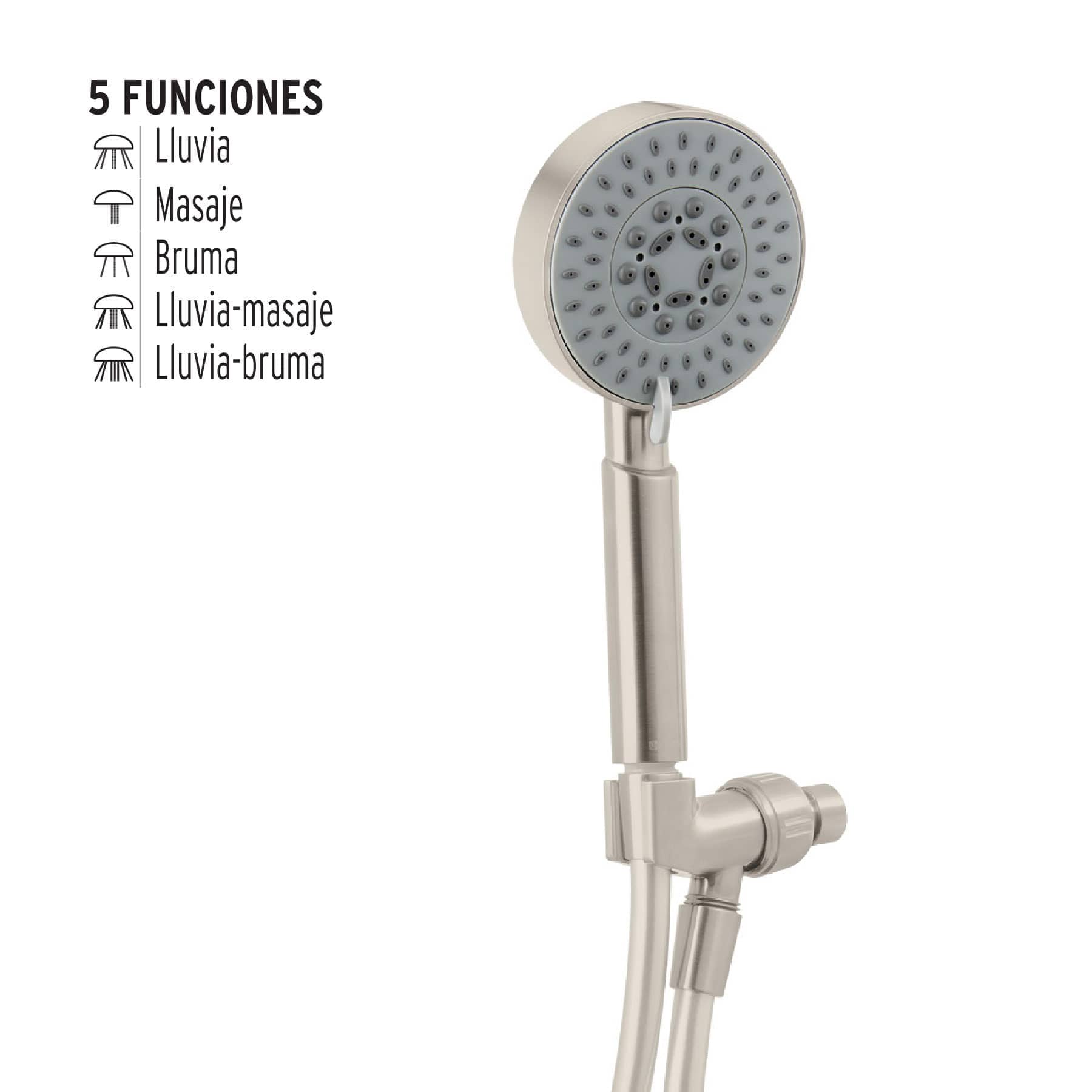 Regadera satín de teléfono 4" con soporte, Foset Element