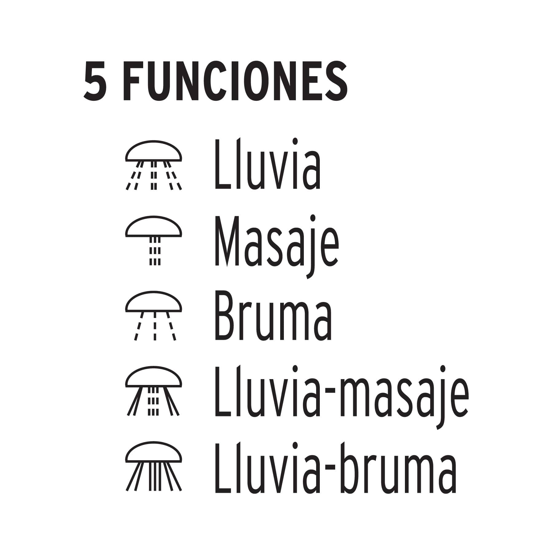 Regadera de teléfono 3", 5 funciones con soporte, Foset Aqua