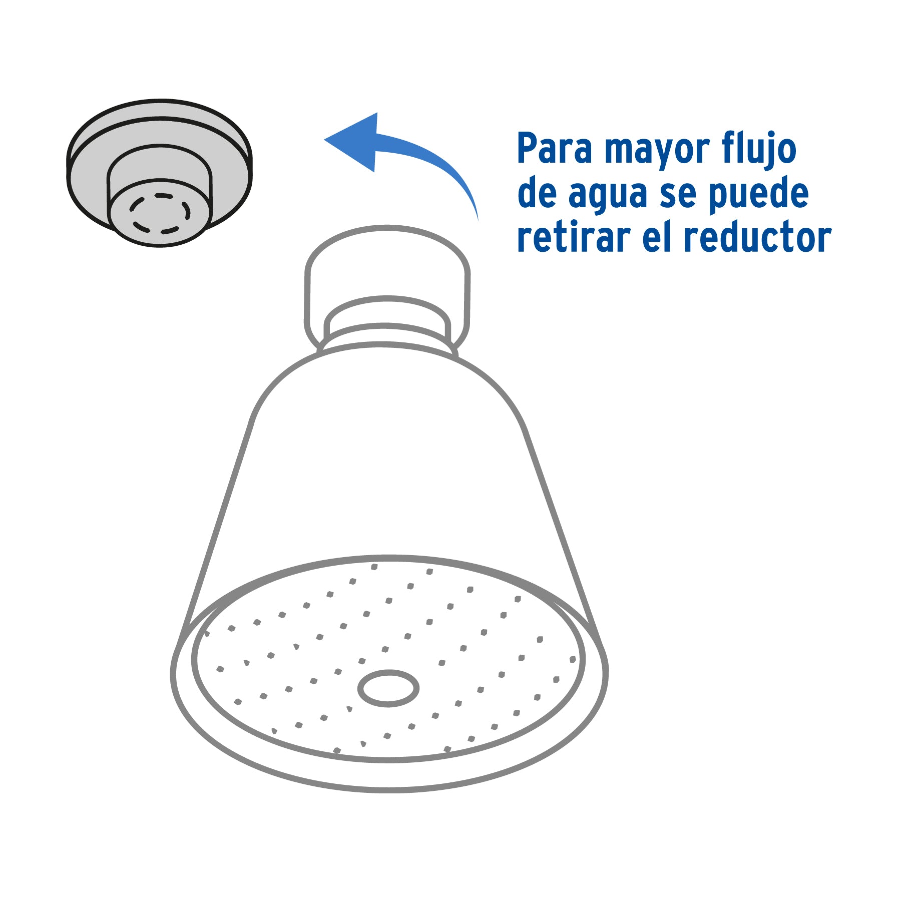 Regadera redonda 2-3/4" en latón, chorro fijo, Foset Aero