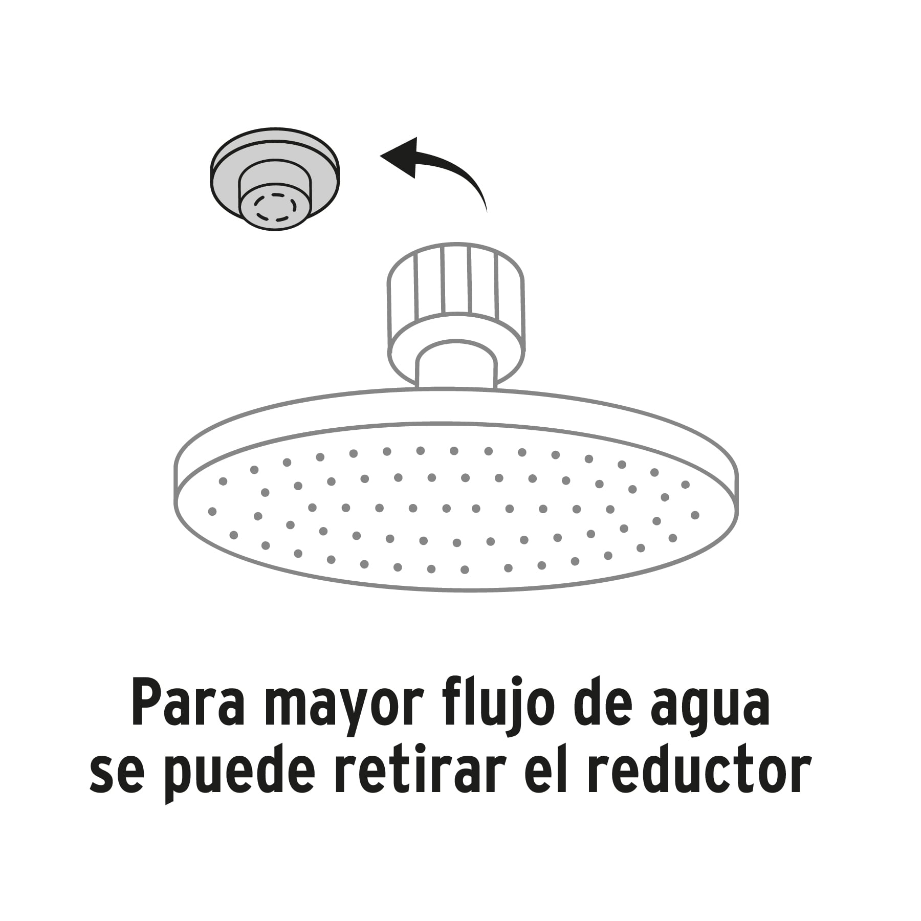 Regadera satín 8" plato redondo, sin brazo, Foset Element