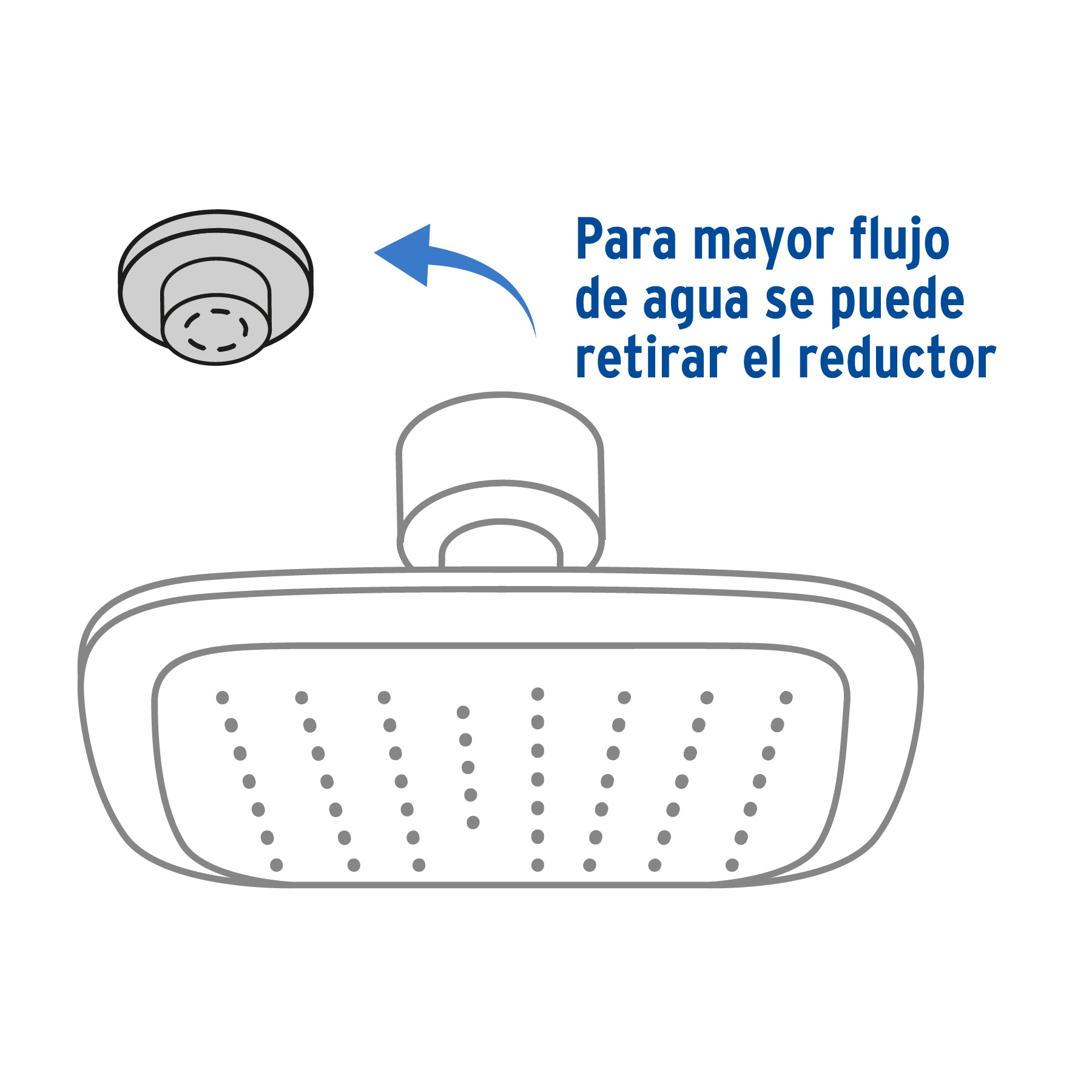 Regadera cuadrada plato ancho 6" gris-cromo, sin brazo, Aero