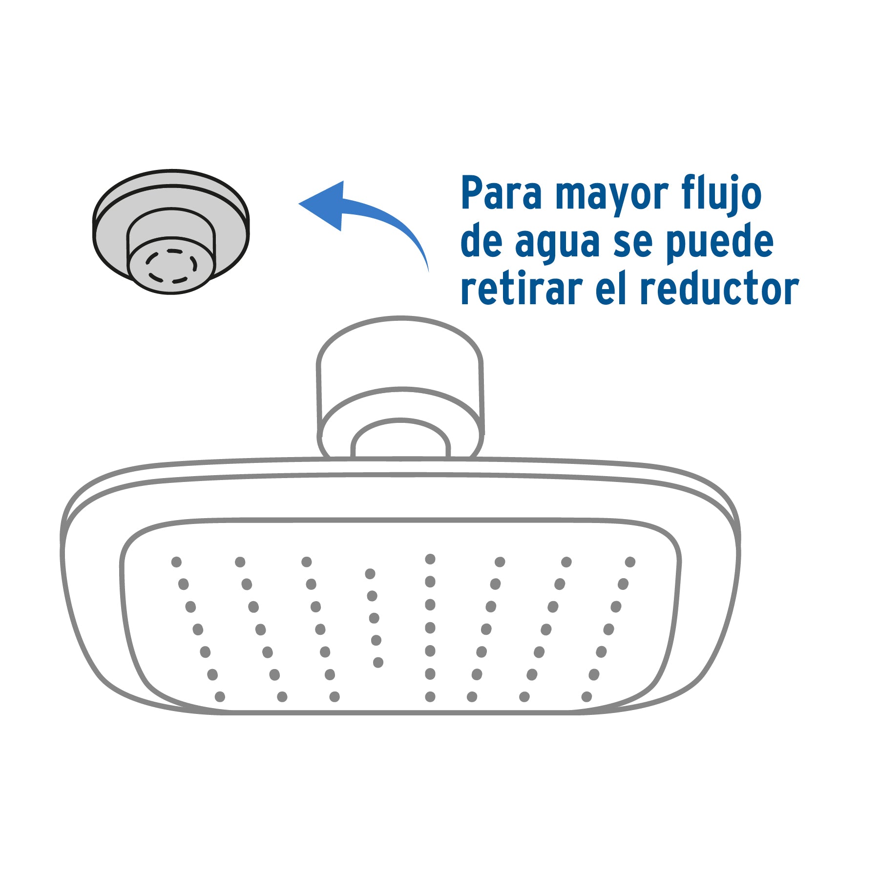 Regadera cuadrada plato ancho 8" gris-cromo, sin brazo, Aero