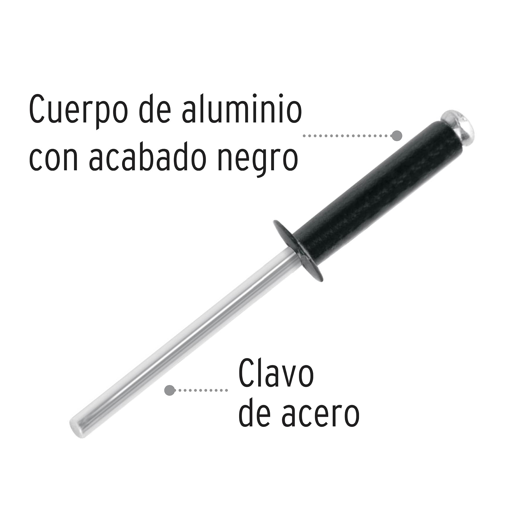 Bolsa con 50 remaches 5/32"x1/2" negros de aluminio, ala 5/16"