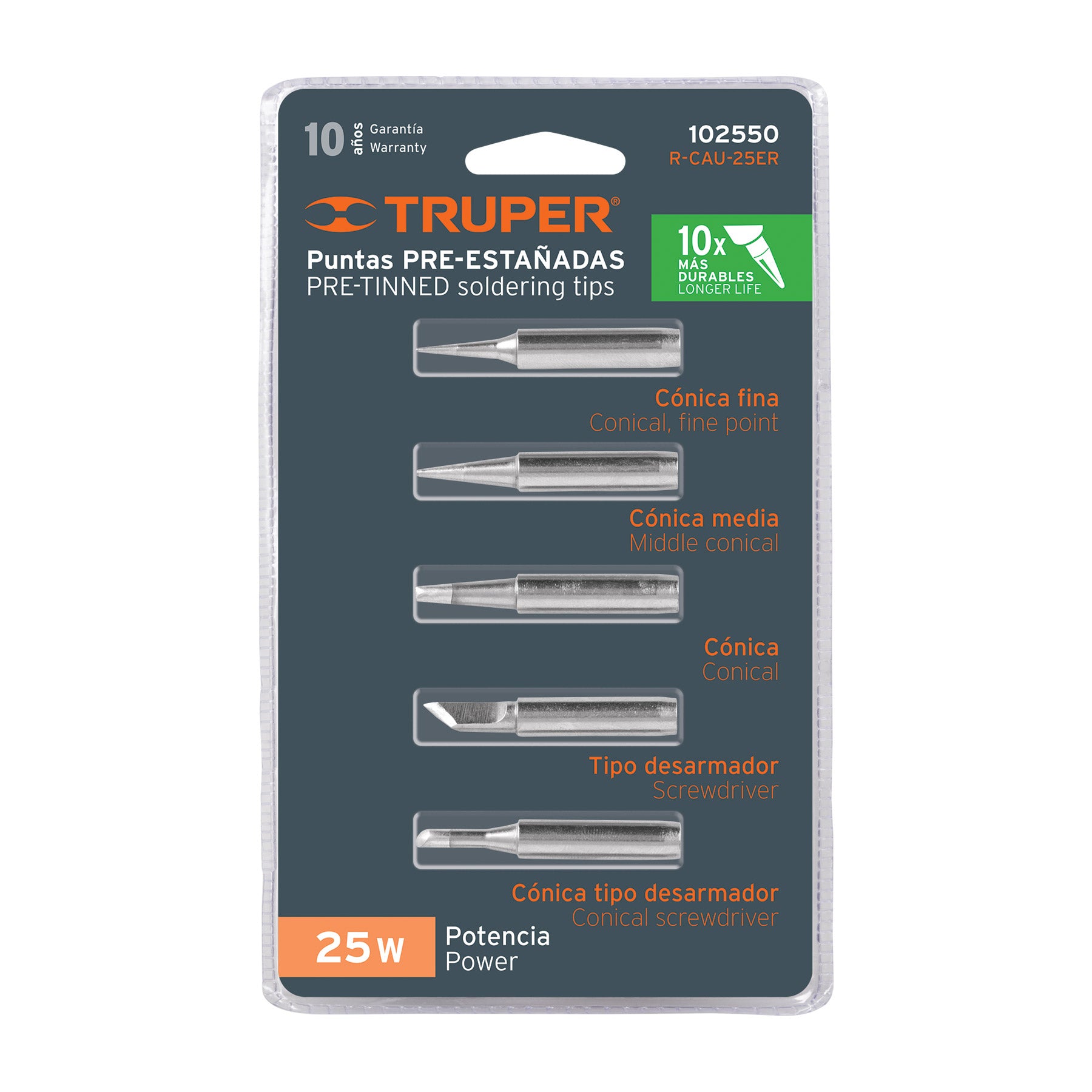 Juego de 5 puntas para cautín CAU-25R, Truper