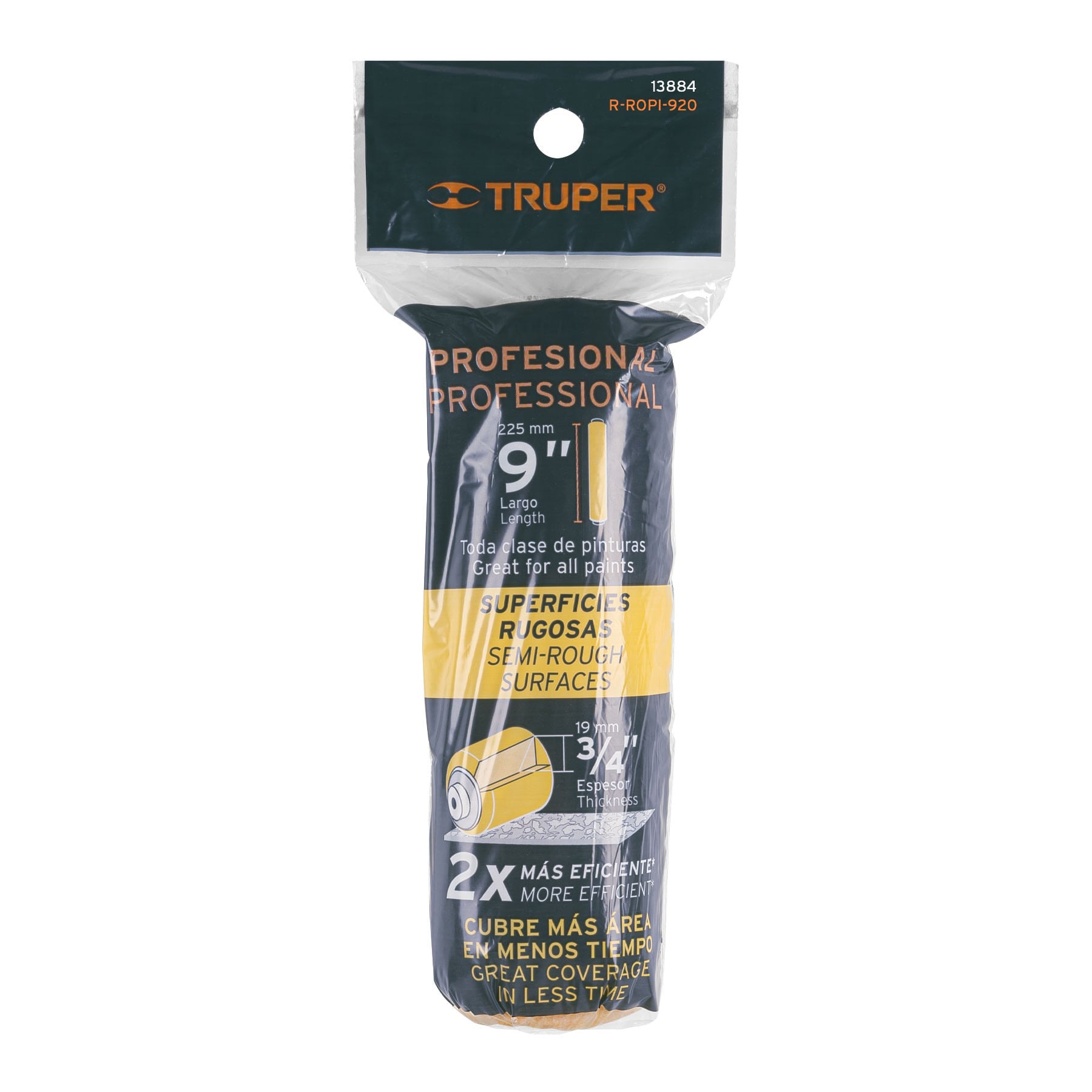 Felpa para rodillo 9" x 3/4" superficies rugosas, Truper