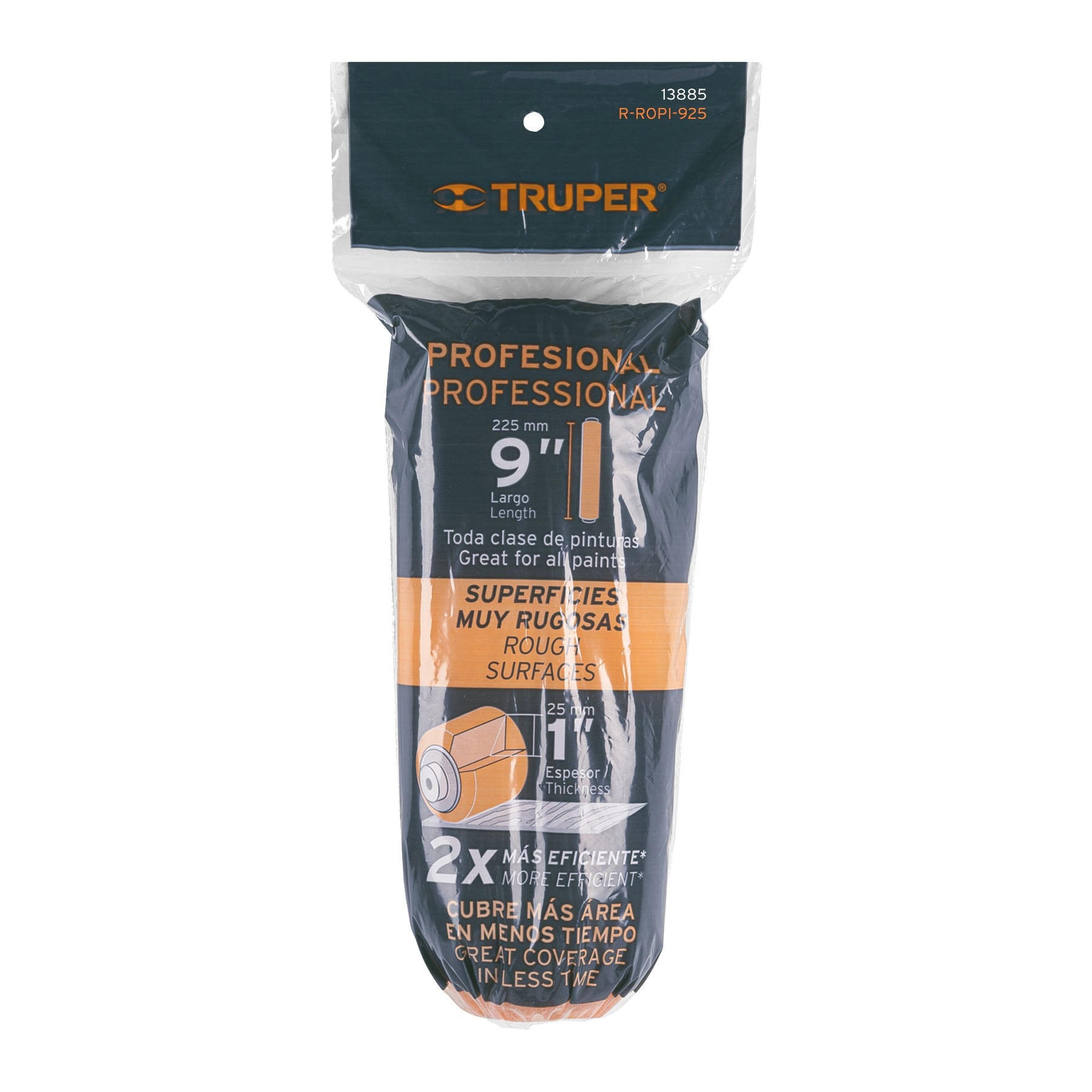 Felpa para rodillo 9" x 1" superficies muy rugosas, Truper