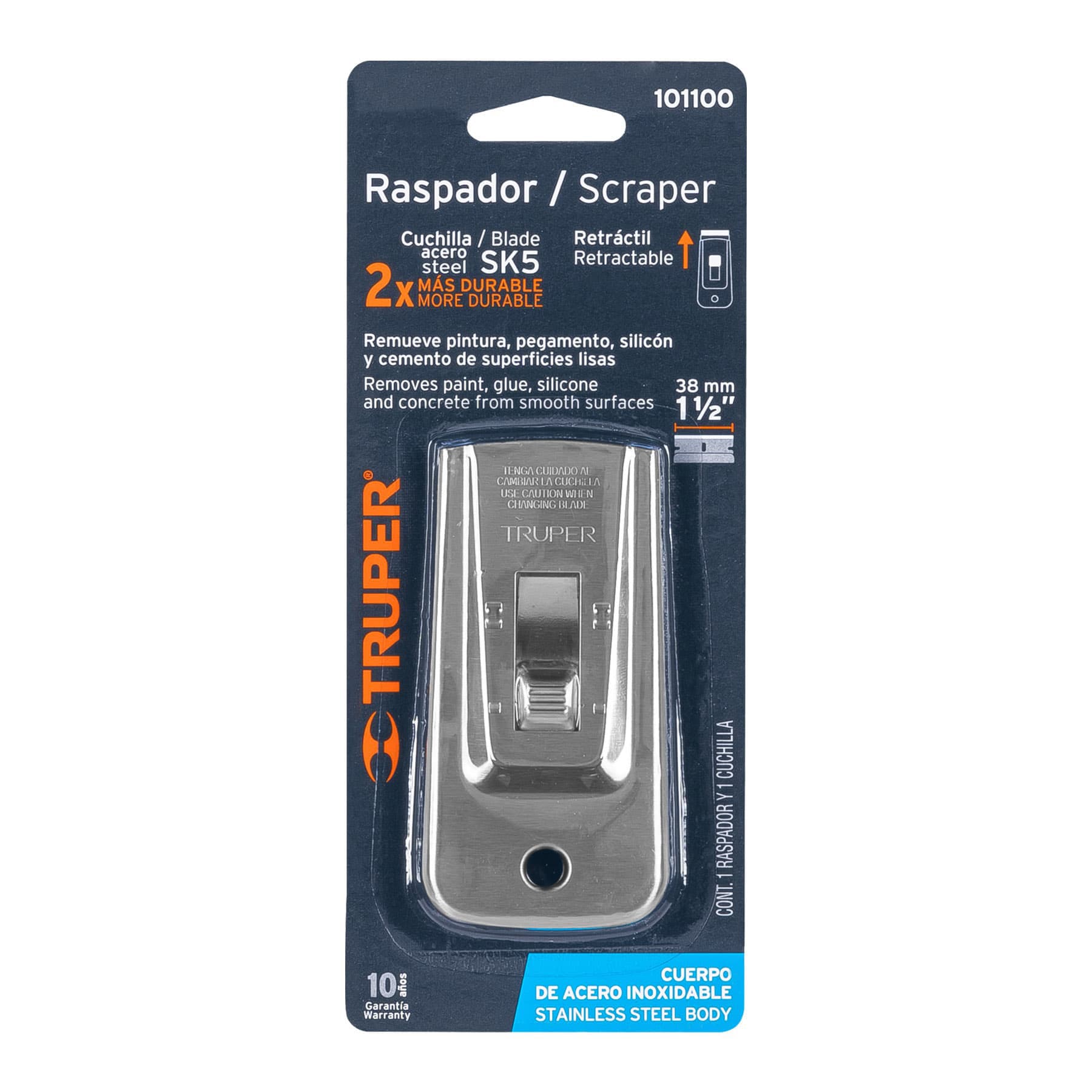 Raspador de acero inoxidable con cuchillas de 1-1/2", Truper