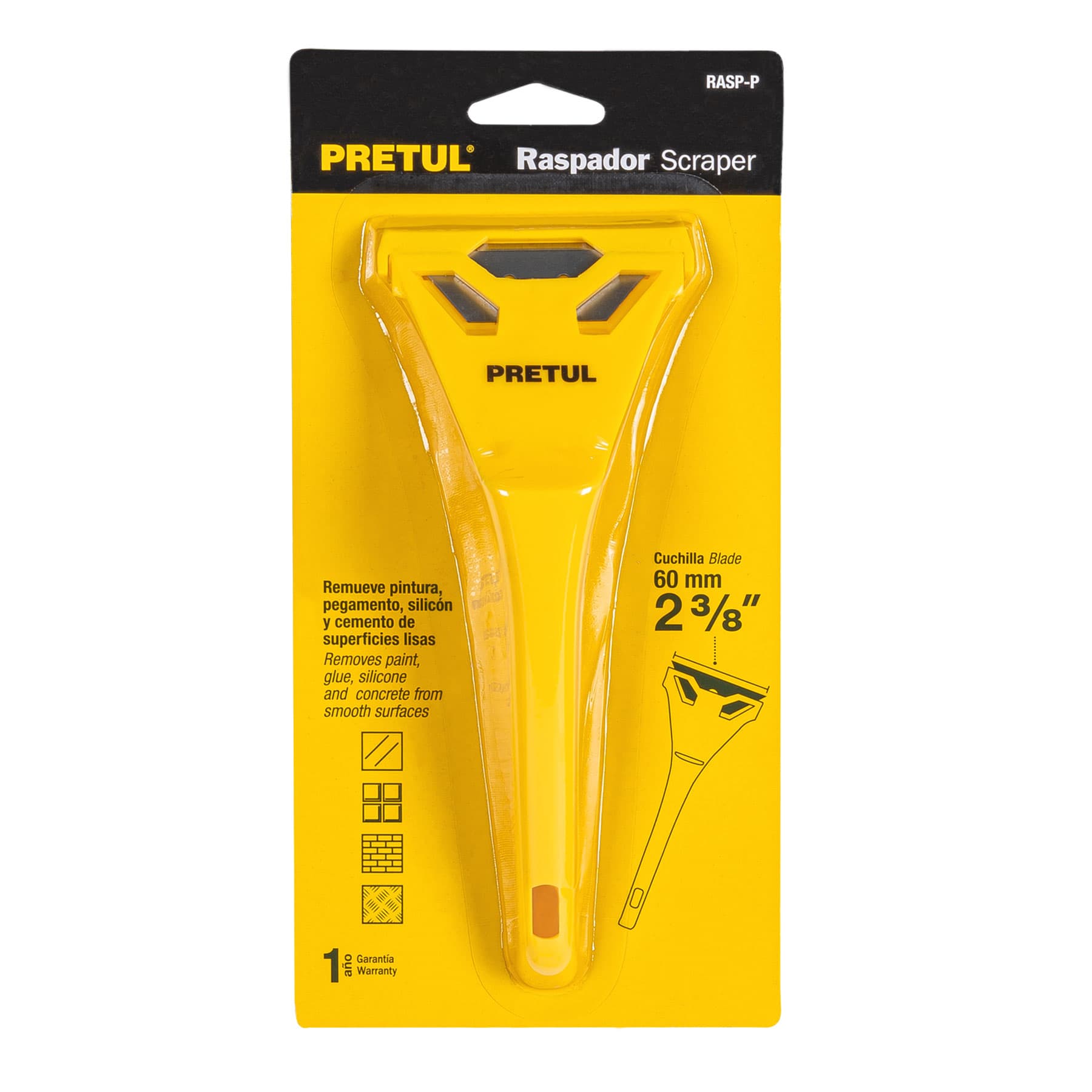 Raspador plástico con cuchilla de 2-3/8", Pretul