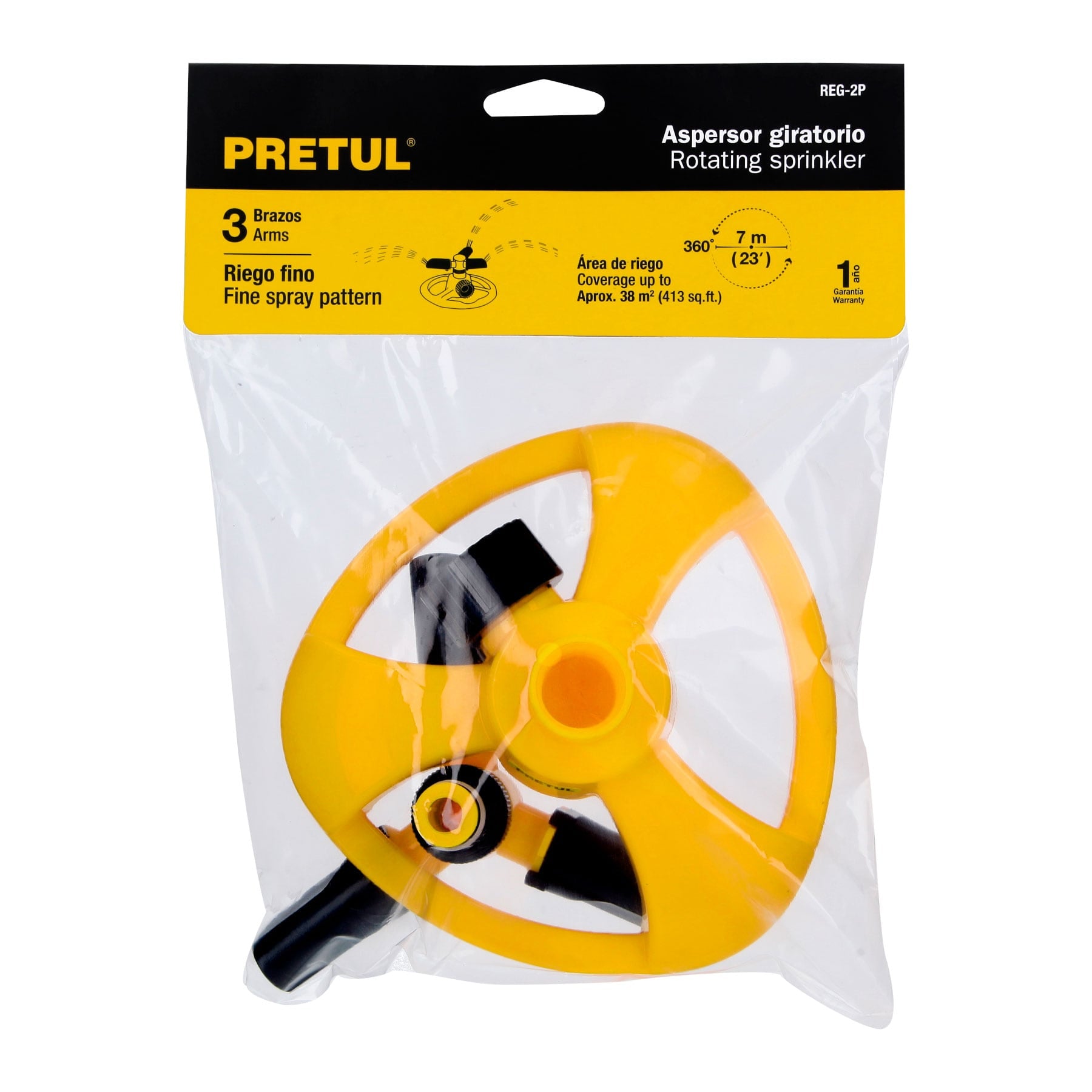 Aspersor giratorio 3 brazos, chorro fino, b/plástica, Pretul