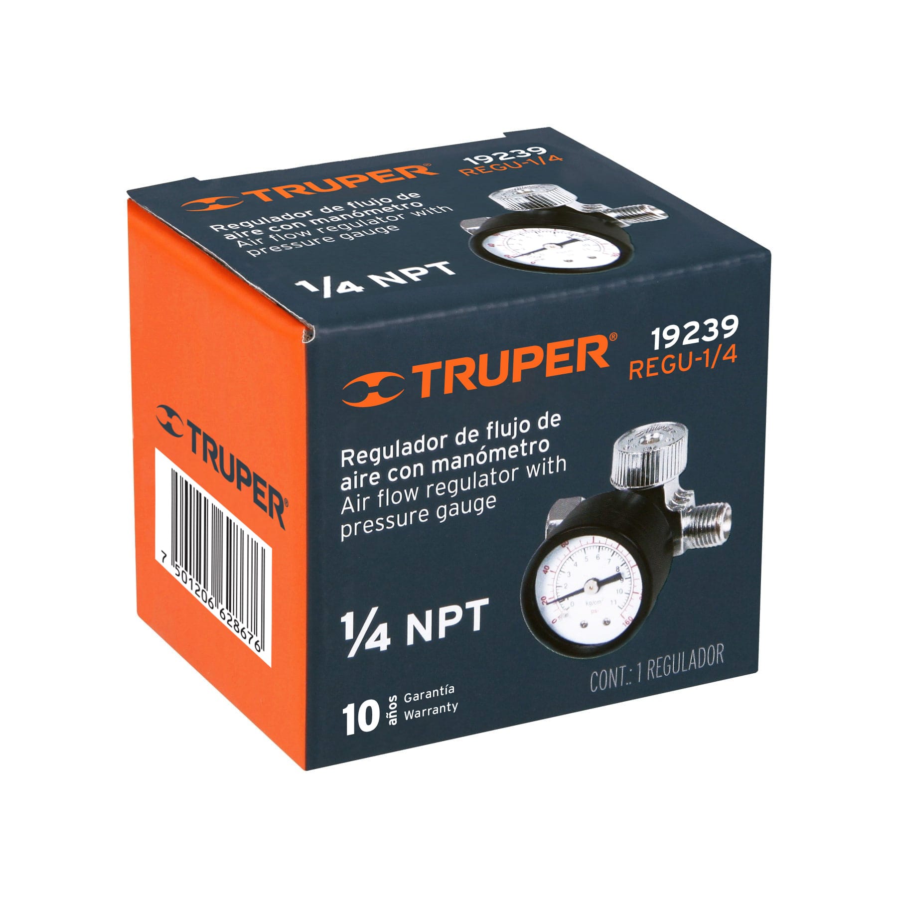 Regulador de aire con manómetro, cuerda 1/4" NPT, Truper