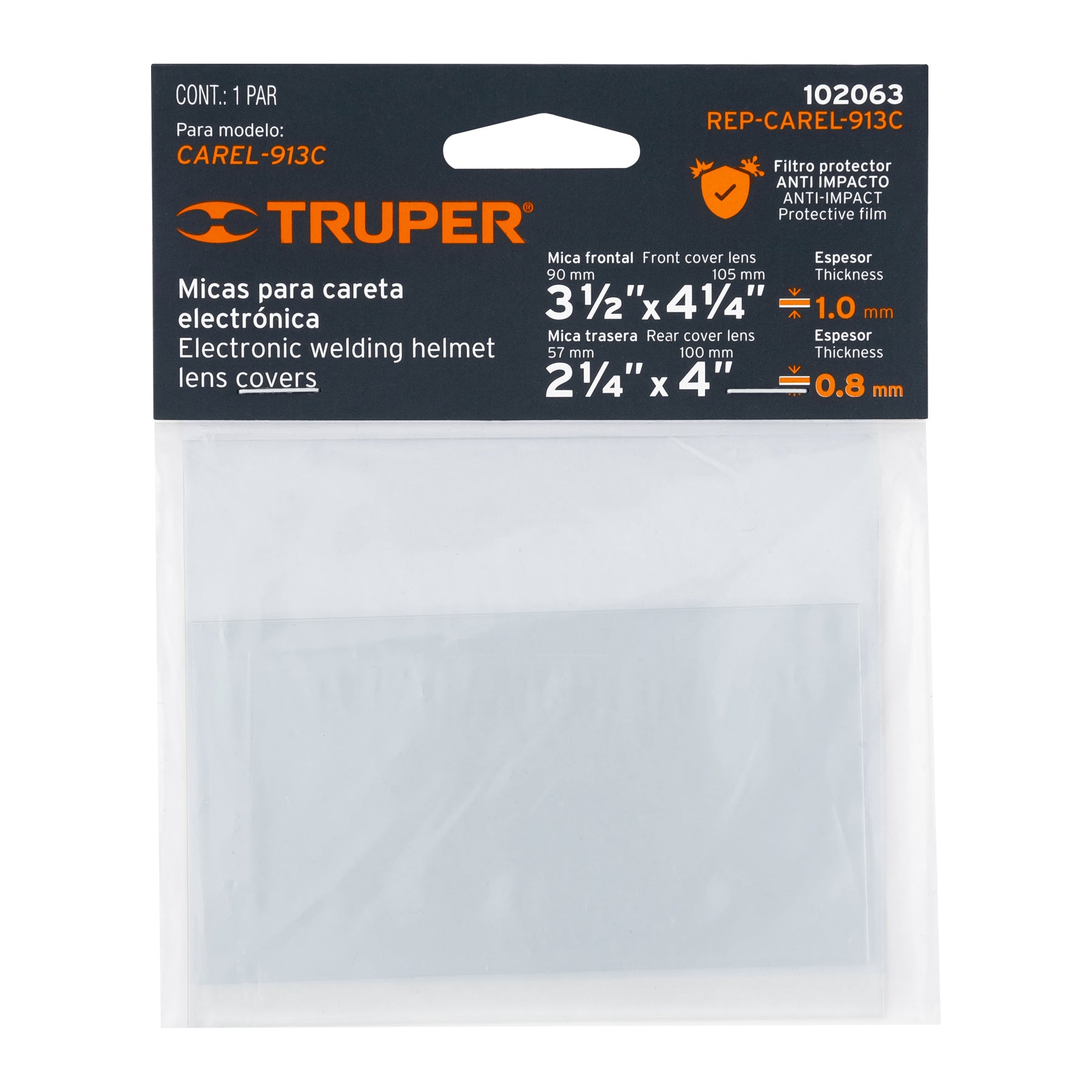 Bolsa con 2 micas para careta CAREL-913C, Truper