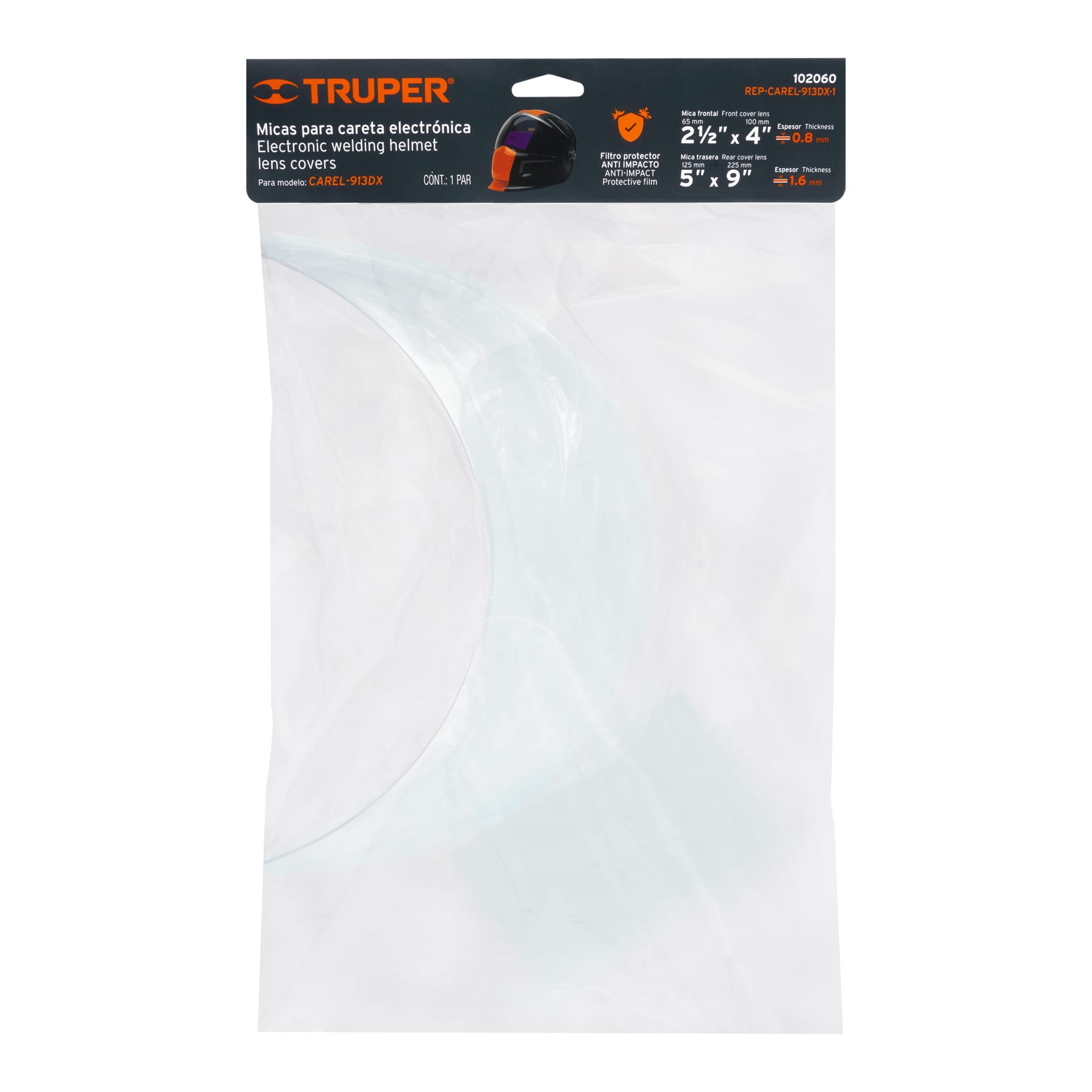 Bolsa con 2 micas para careta CAREL-913DX (2021), Truper