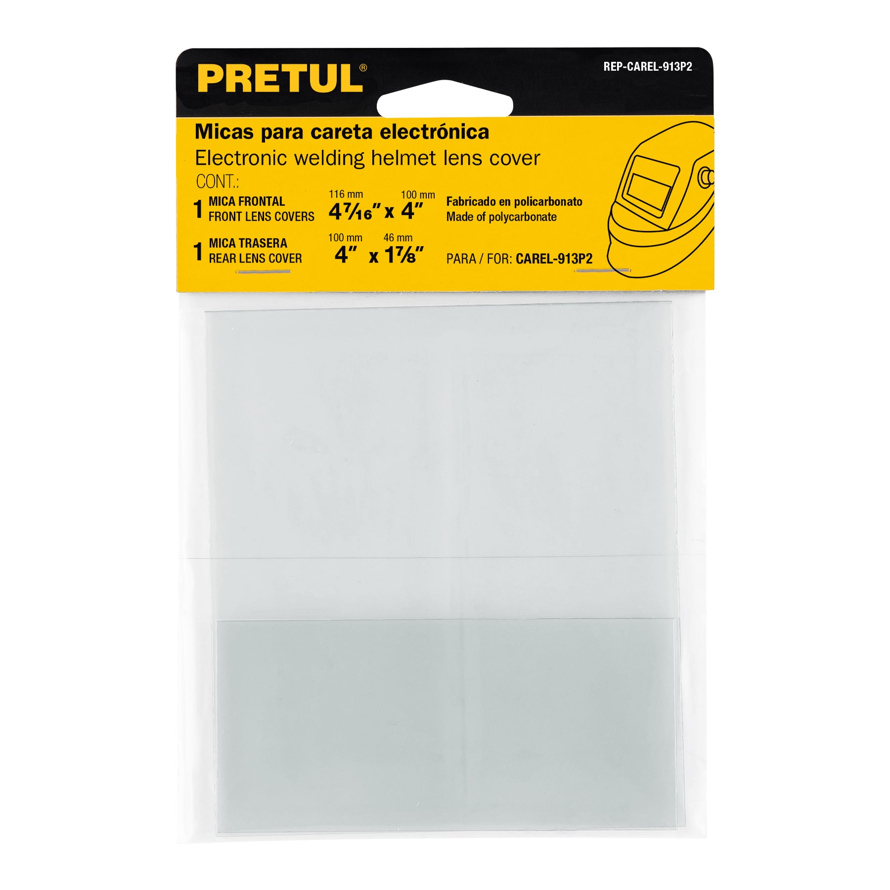 Bolsa con 2 micas para careta CAREL-913P2, Pretul